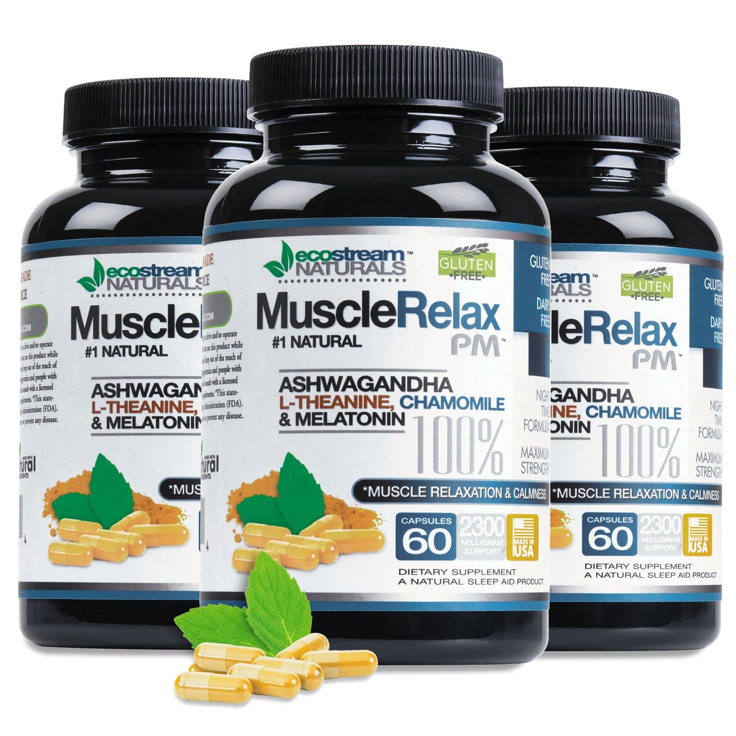 ecostream Naturals Natural Night-Time Support Muscle Relax PM Capsules, 60 Count