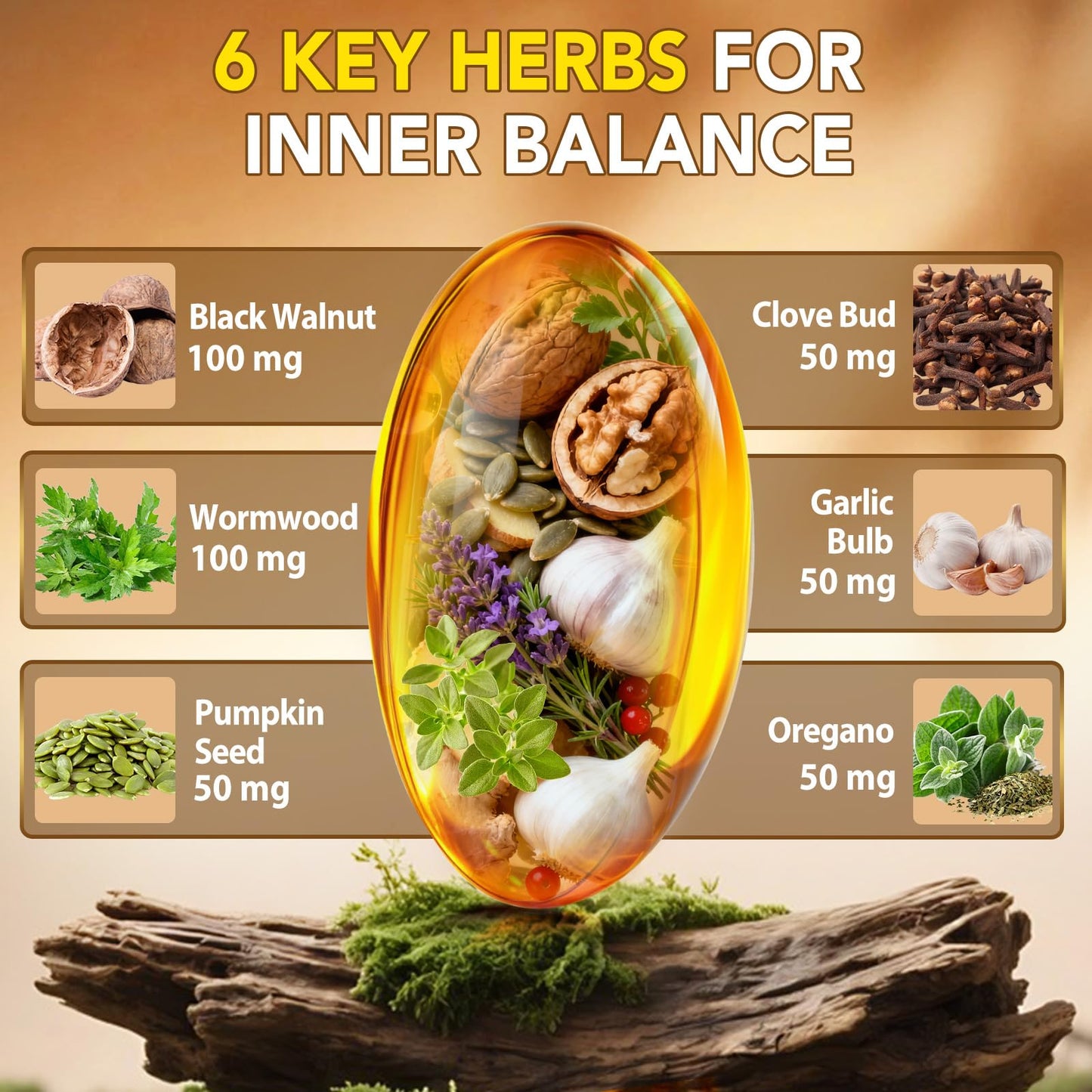 PULLING OIL Wormwood Black Walnut Clove Herbal Complex 18-in-1 Blend with Pumpkin Seed Turmeric Garlic Oregano Berberine Capsules 240 Count