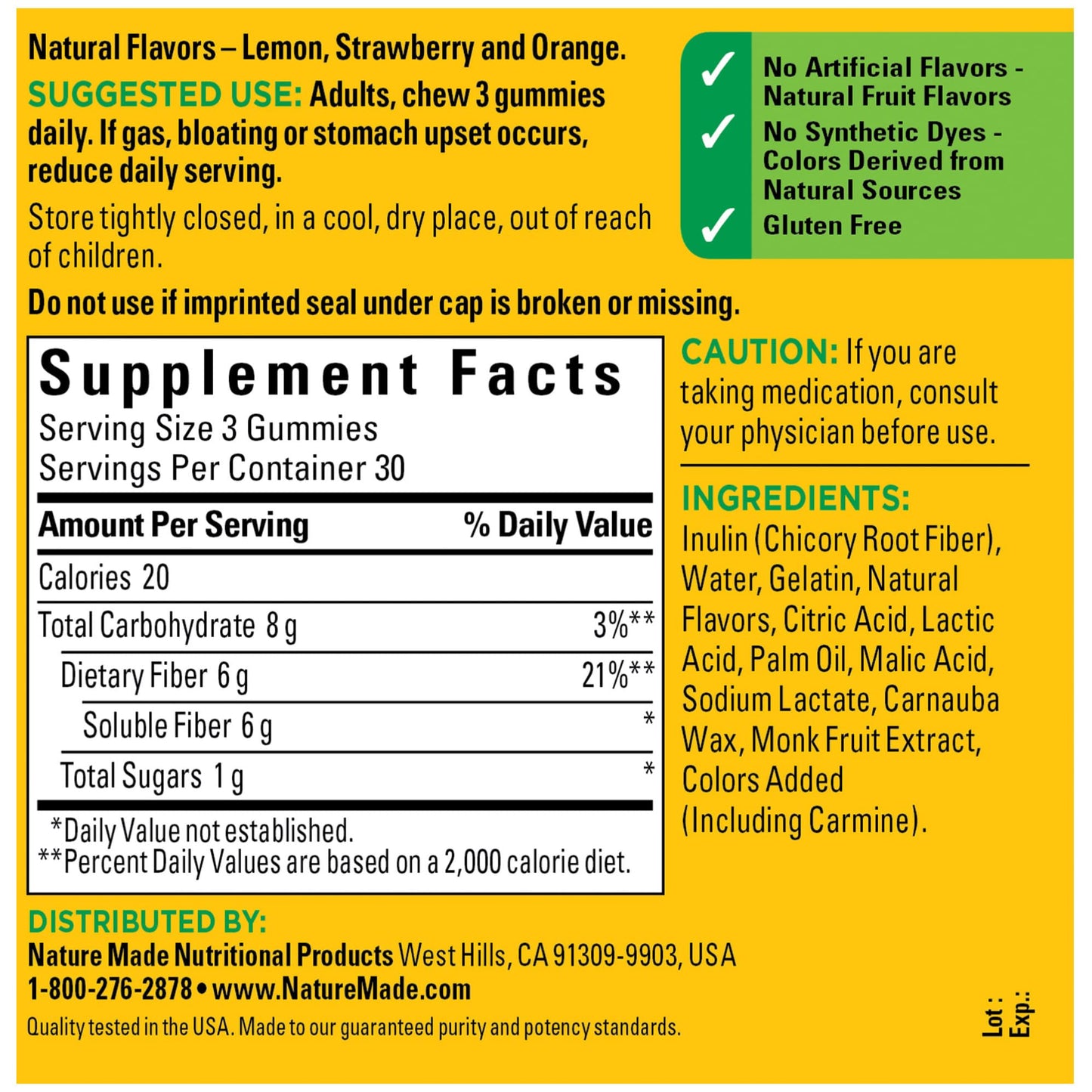 Nature Made Fiber 6 g Dietary Supplement for Digestive Health Support 90 Gummies
