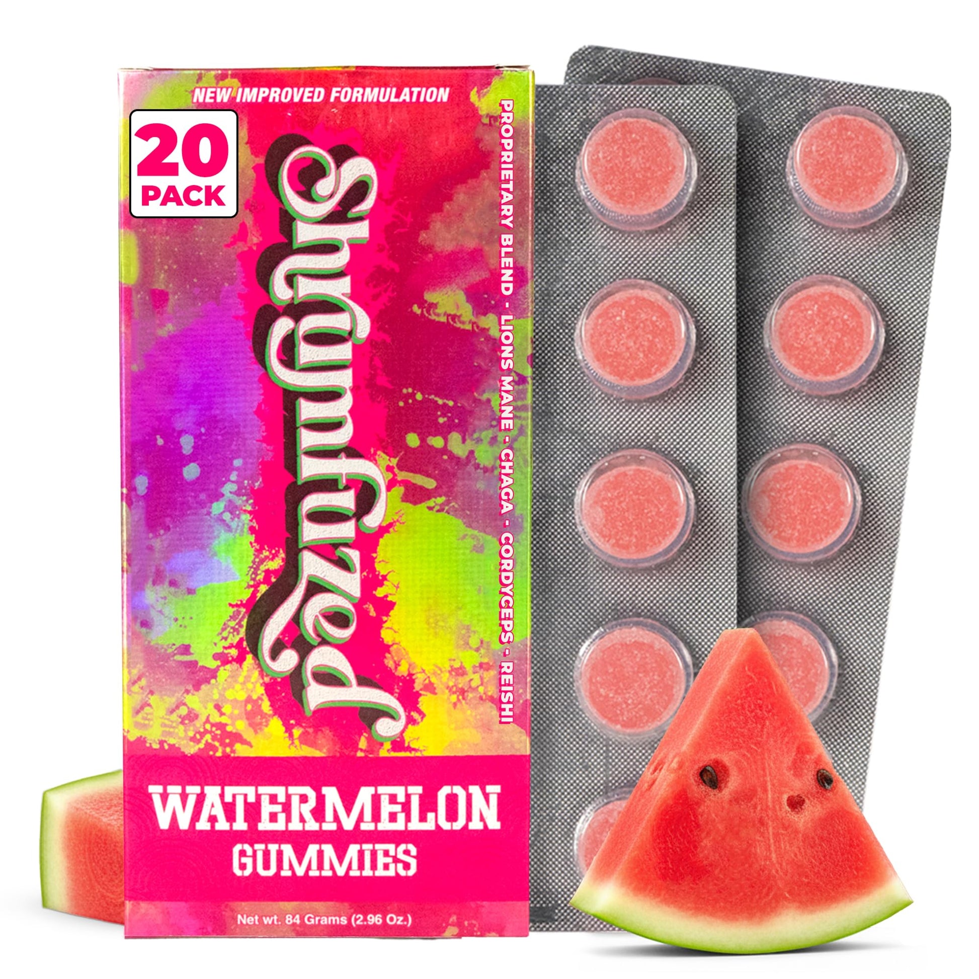 Shrumfuzed Mushroom Gummies Watermelon Gummy 20 Count