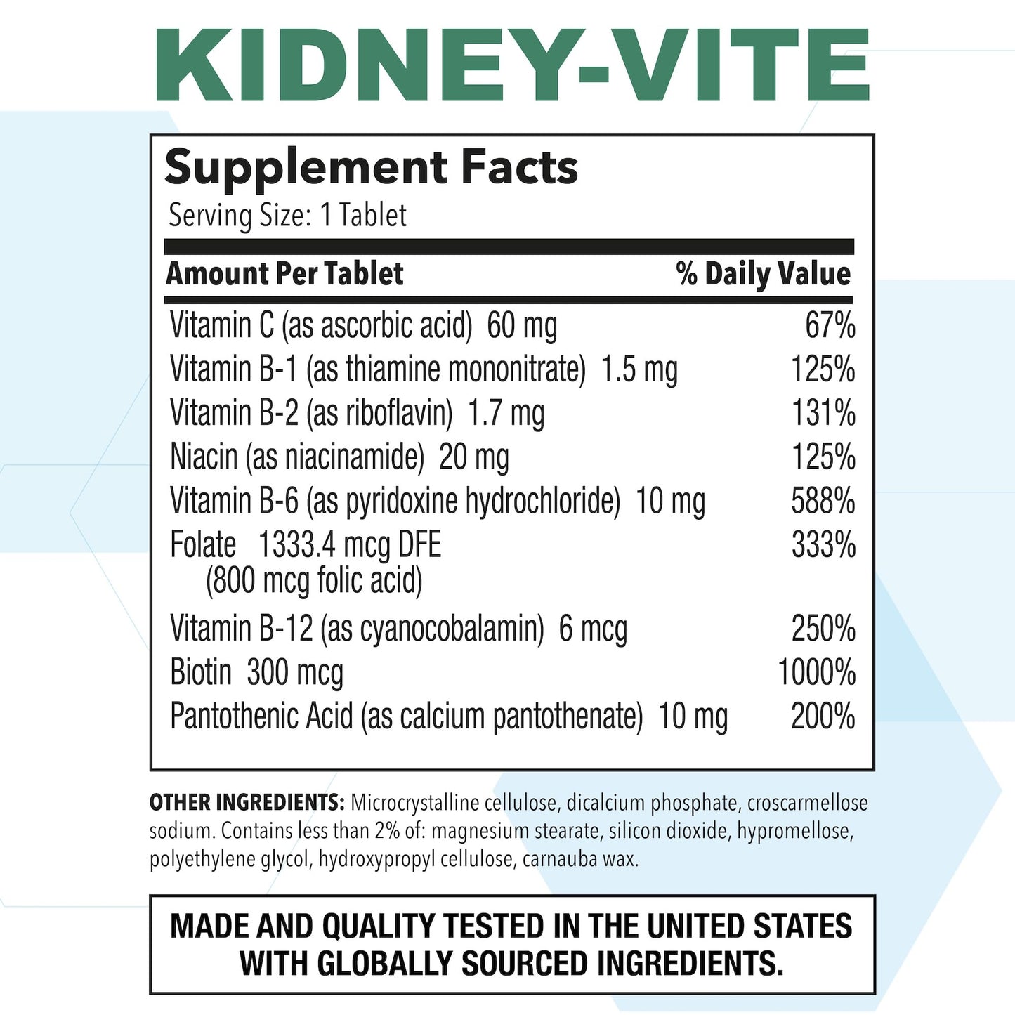 P Puregen Labs Kidney-Vite 200 Tablets