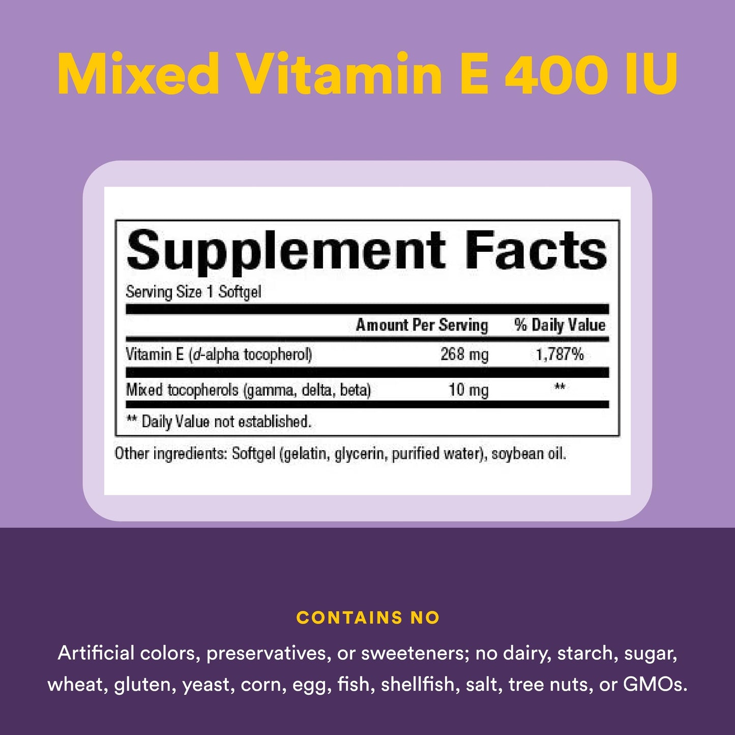 Natural Factors Mixed Vitamin E 400 IU Softgels, 240 Count