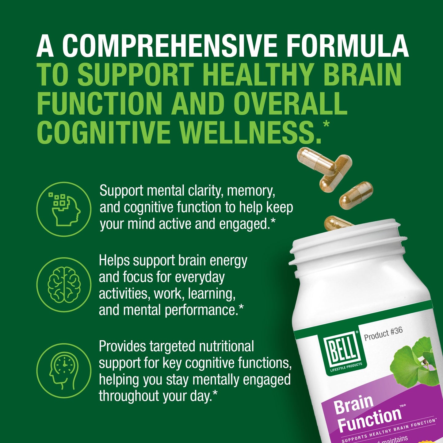 Bell Brain Function Lifestyle Capsule, 60 Count