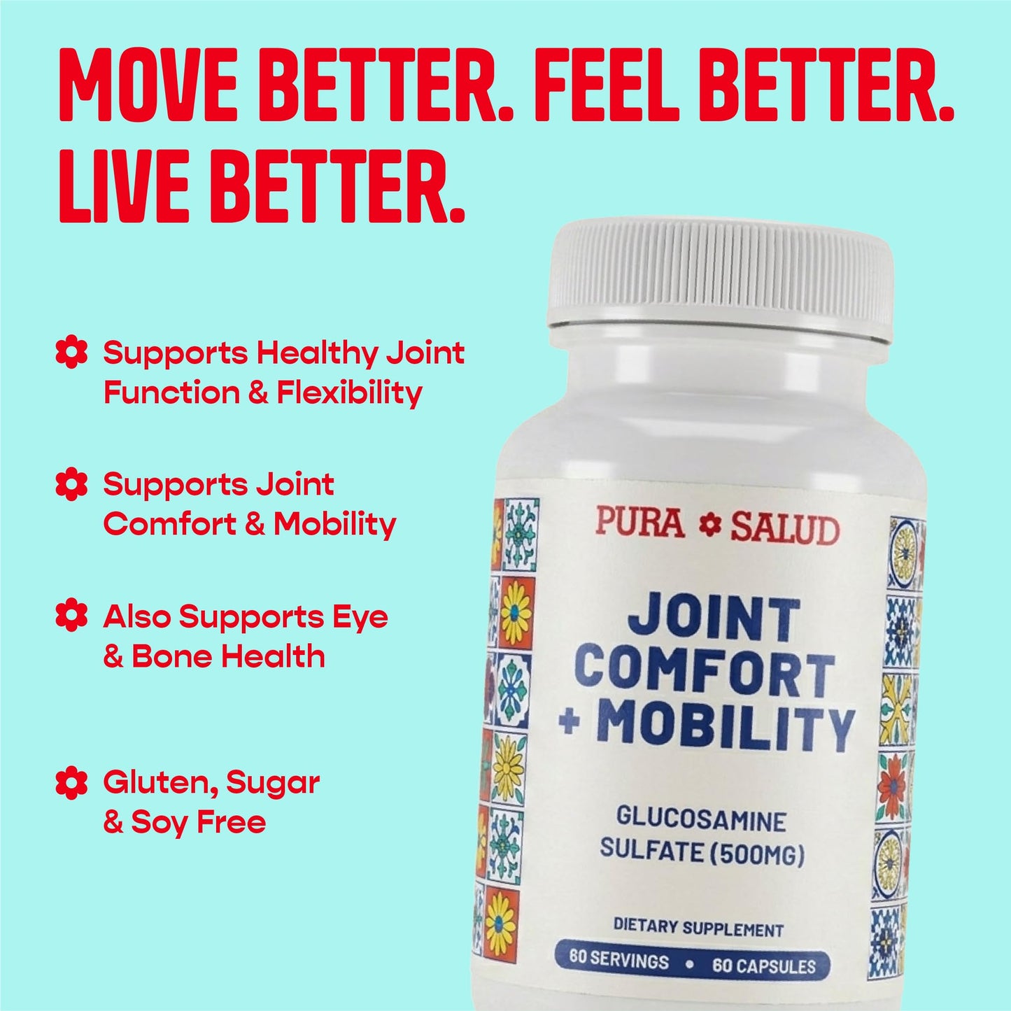 Basic Brands Pura Salud Pureflex Glucosamine Sulfate 500mg Capsule 60 Capsules