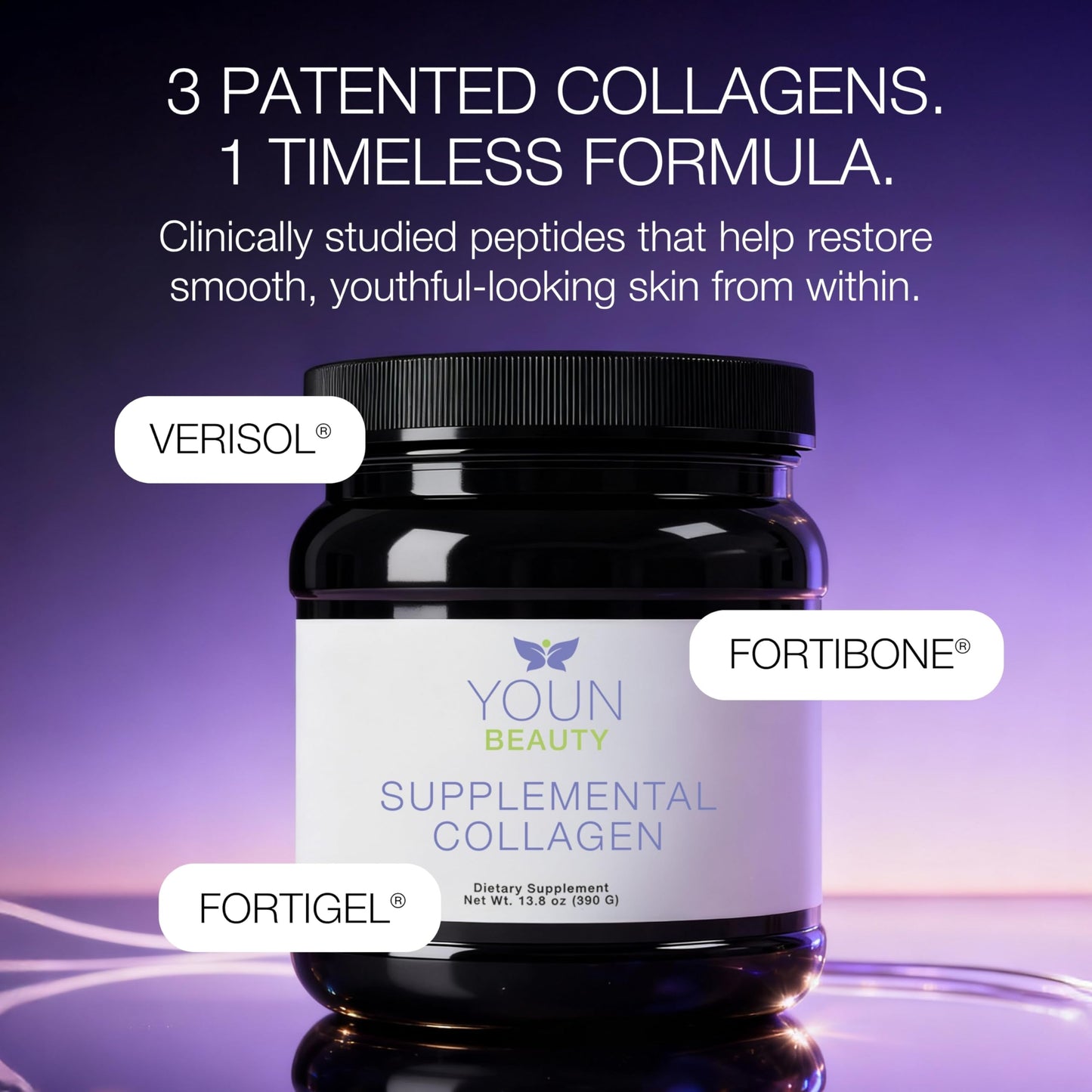 YOUN Beauty Supplemental Collagen Powder, 13.8 oz