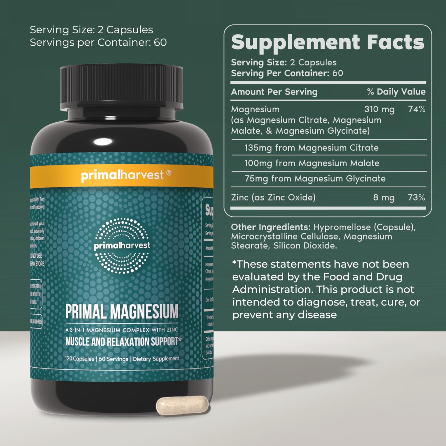 Primal Harvest Primal Gut Restore and Primal Magnesium Supplement Capsule 180 Capsules