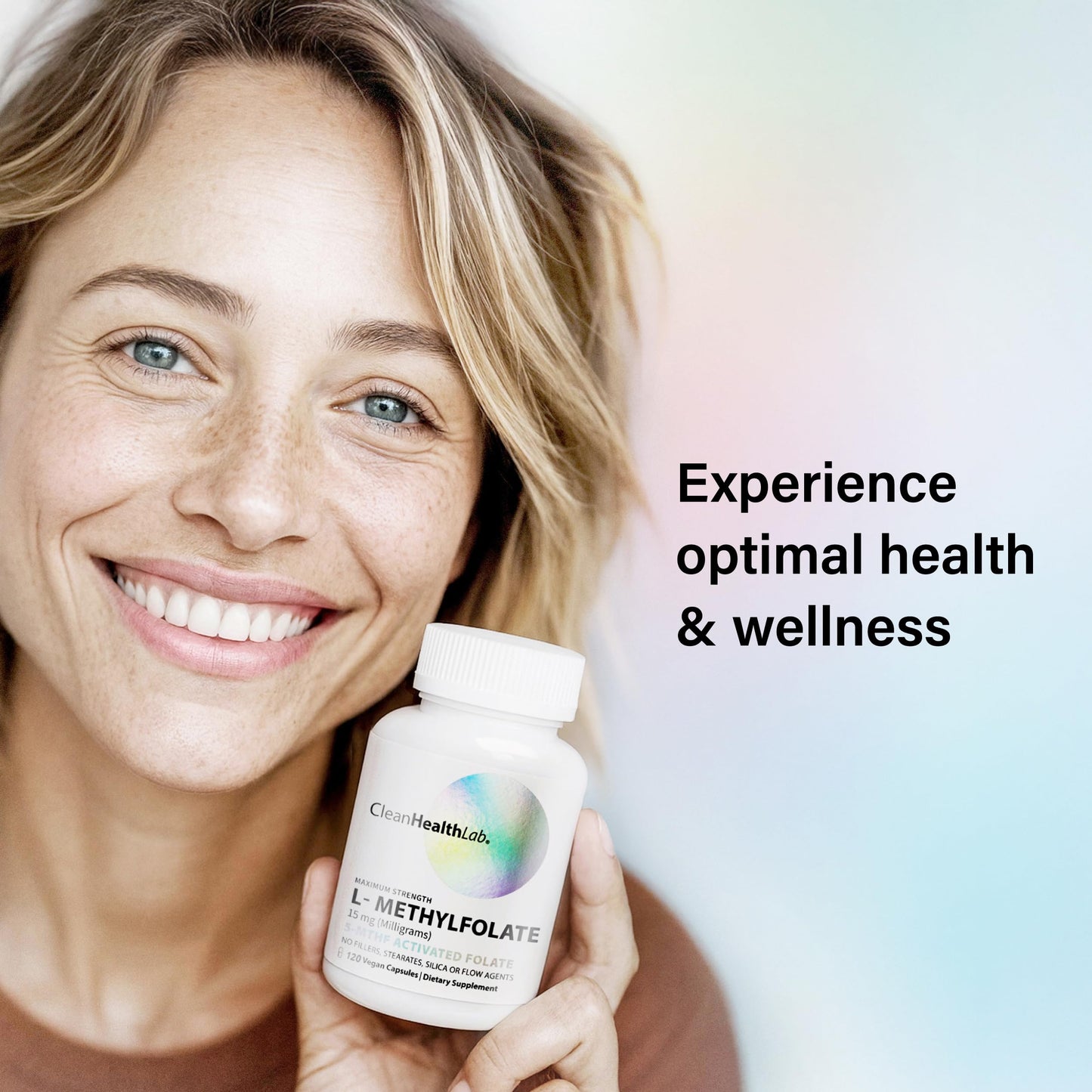 CLEAN HEALTH LAB L-Methylfolate 15mg, 5-MTHF Active Folate - Maximum Potency Methylated Vitamin B9 Supplement - Support for Brain Health, Energy, Nerves, and Methylation with No Fillers, Capsule, 120 Count
