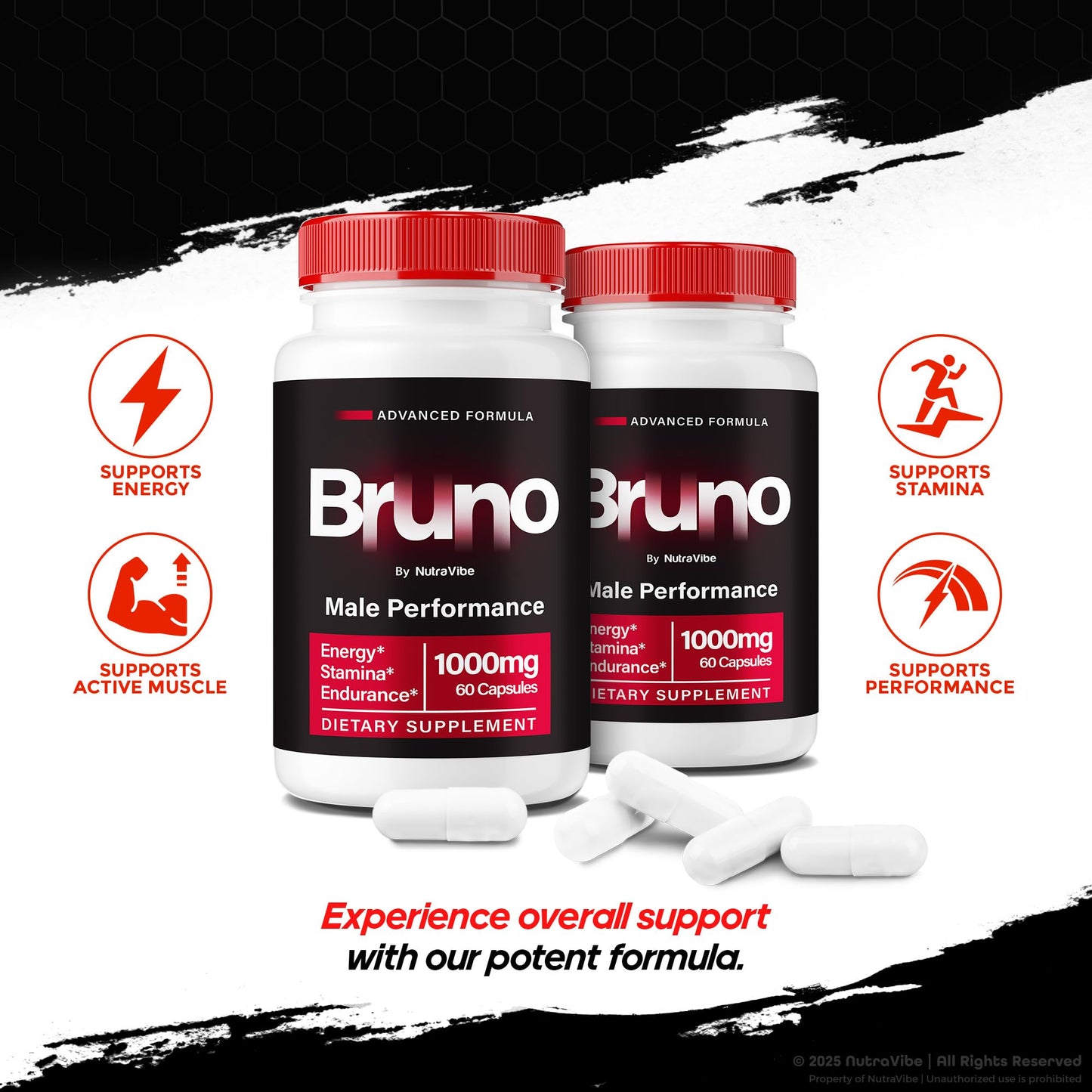 NutraVibe Bruno Men Pills Capsules 300 Capsules