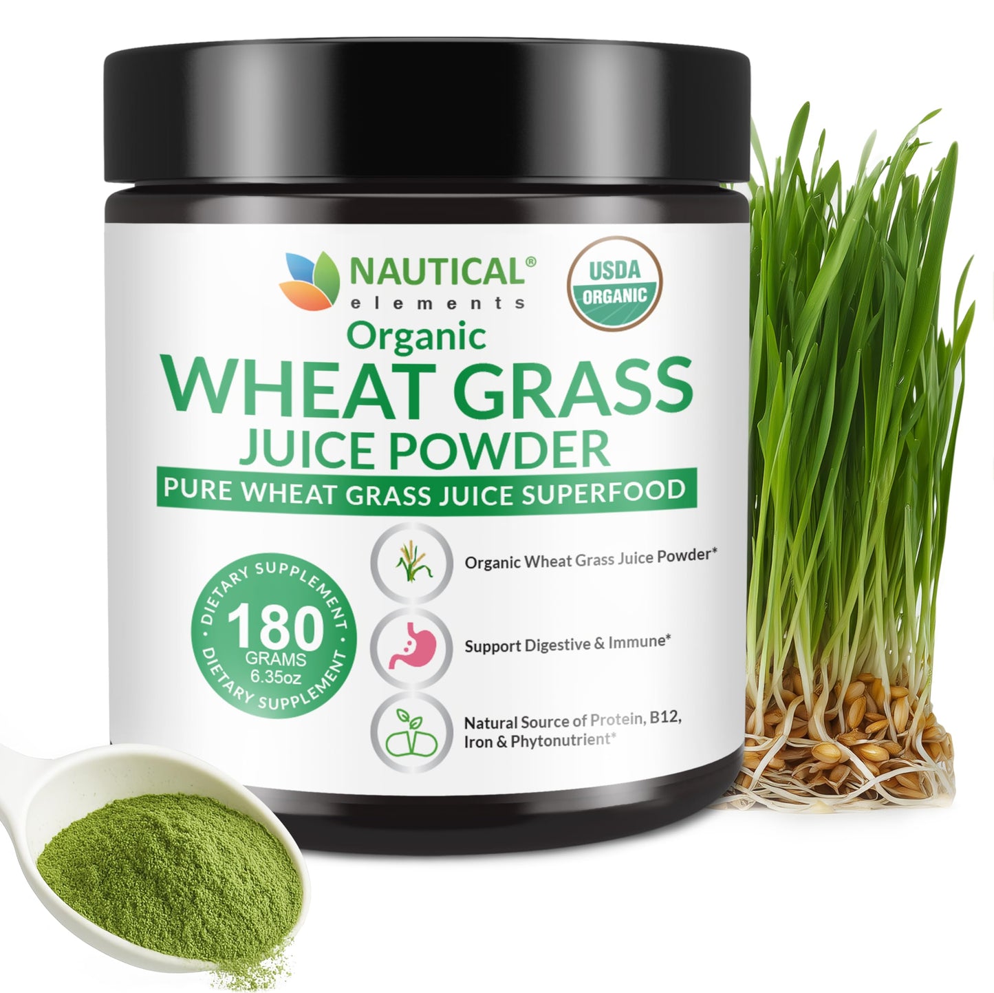 Nautical Elements Organic Wheat Grass Powder 6.35 oz