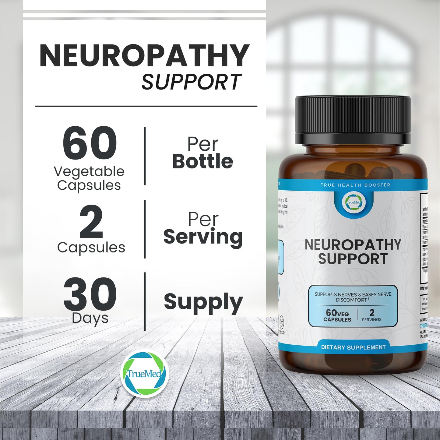 TRUEMED Neuropathy Support Neuro and Nerve Health Supplement Capsules 60 Count