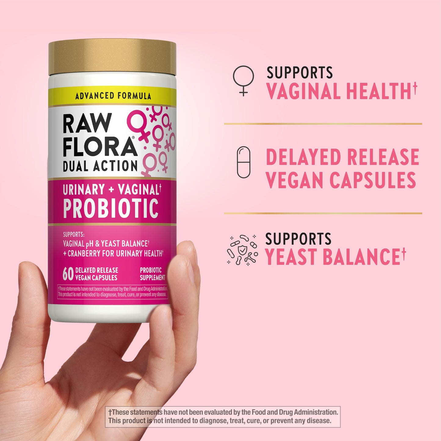 Raw Flora Probiotics for Women Urinary and Vaginal Probiotic Capsules 60 Count