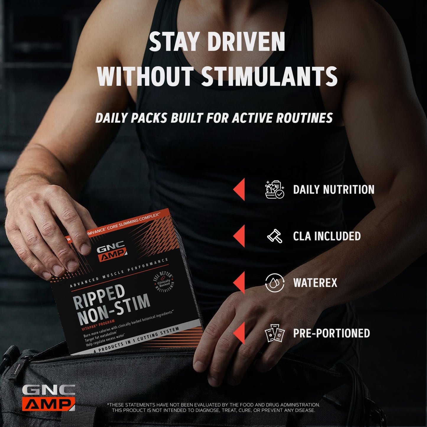 GNC AMP Ripped Non-Stim Vitapak Capsules, 30 Count