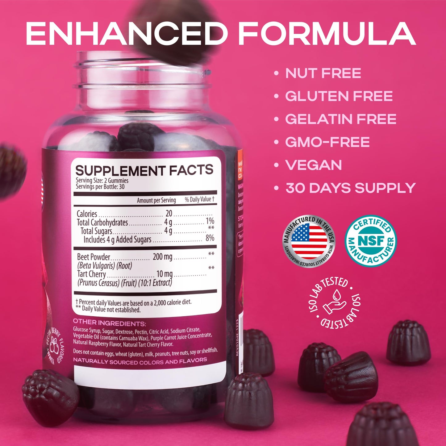 Wellneco Beet Chews Gummy, 60 Count