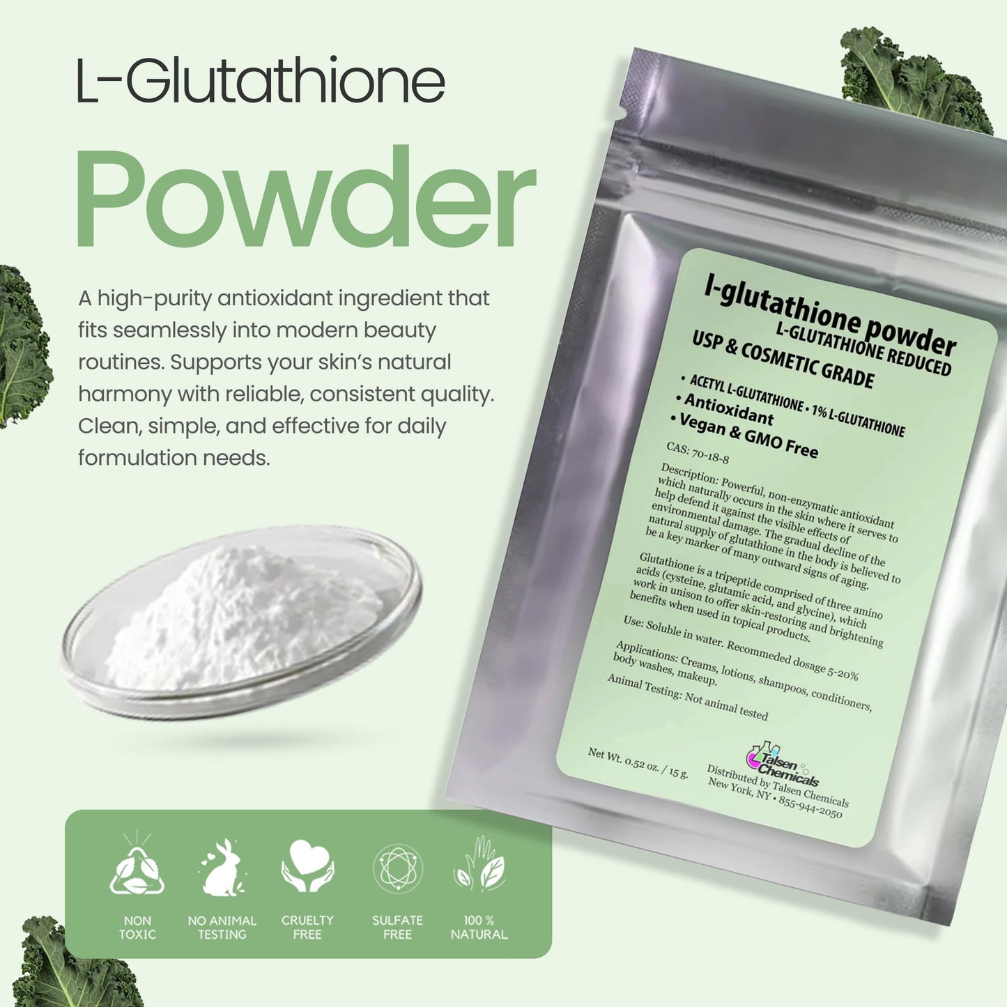 Talsen Chemicals Reduced L-Glutathione Powder, 4 Ounce