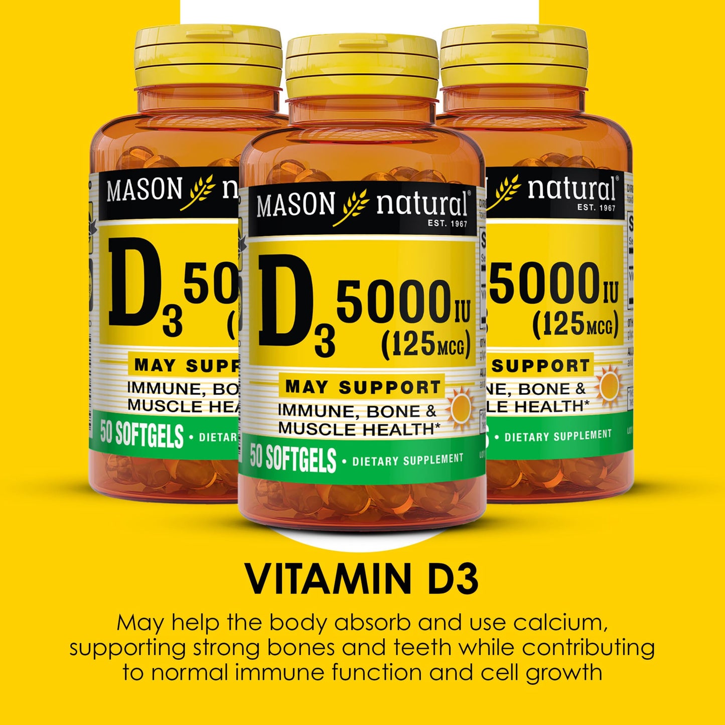 Mason Natural Vitamin D3 Softgels 150 Count