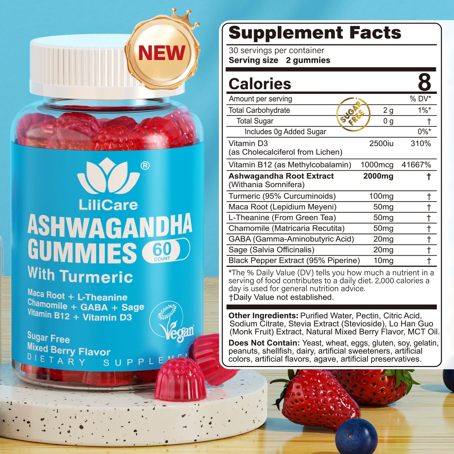 LILICARE Ashwagandha Gummies + Calm Gummies, 180 Count