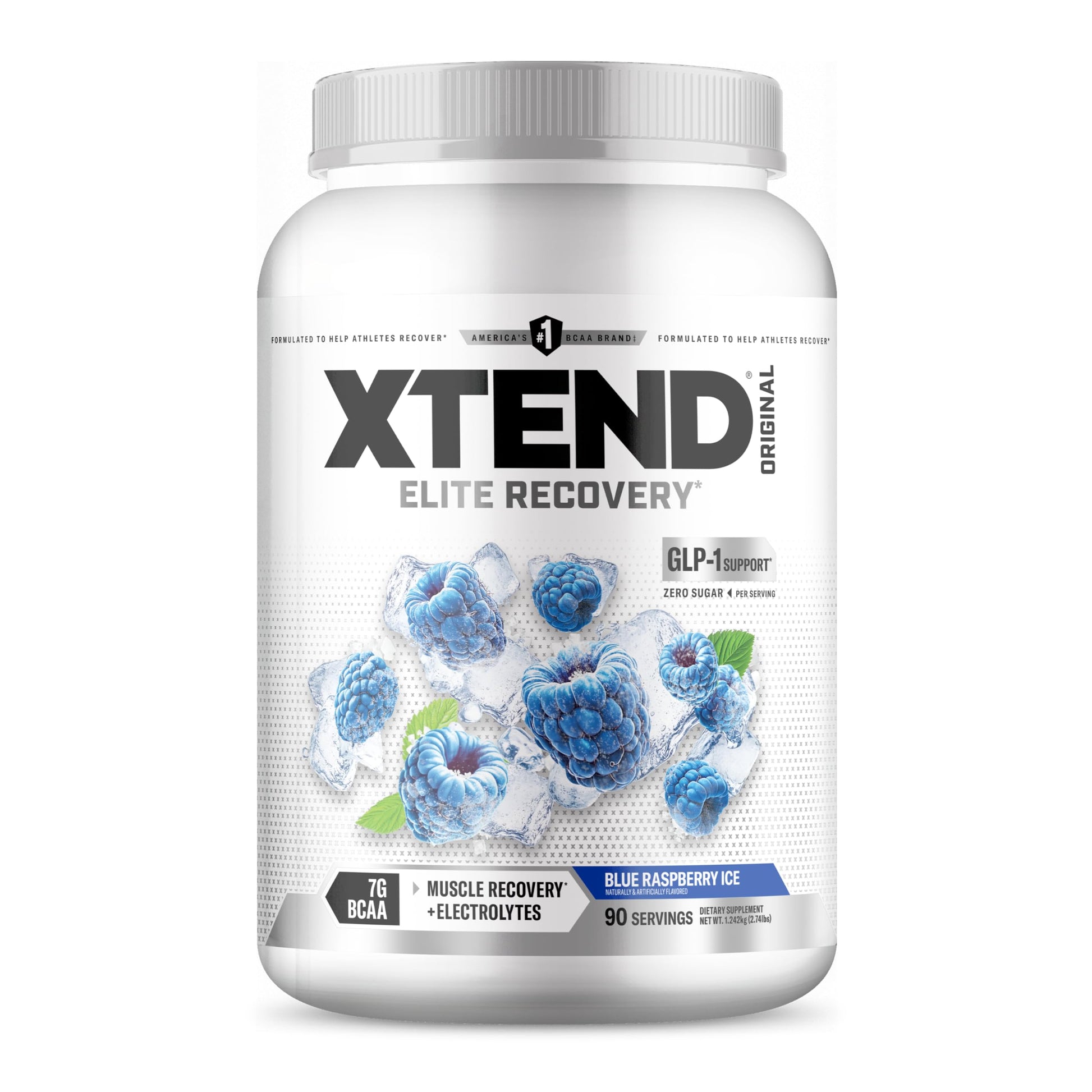 Xtend Original BCAA Powder 7g BCAAs and 2.5g L-Glutamine for Muscle Recovery Hydration and Lean Muscle, Sugar Free Intra and Post Workout Drink with Electrolytes, Blue Raspberry Ice, 90 Servings