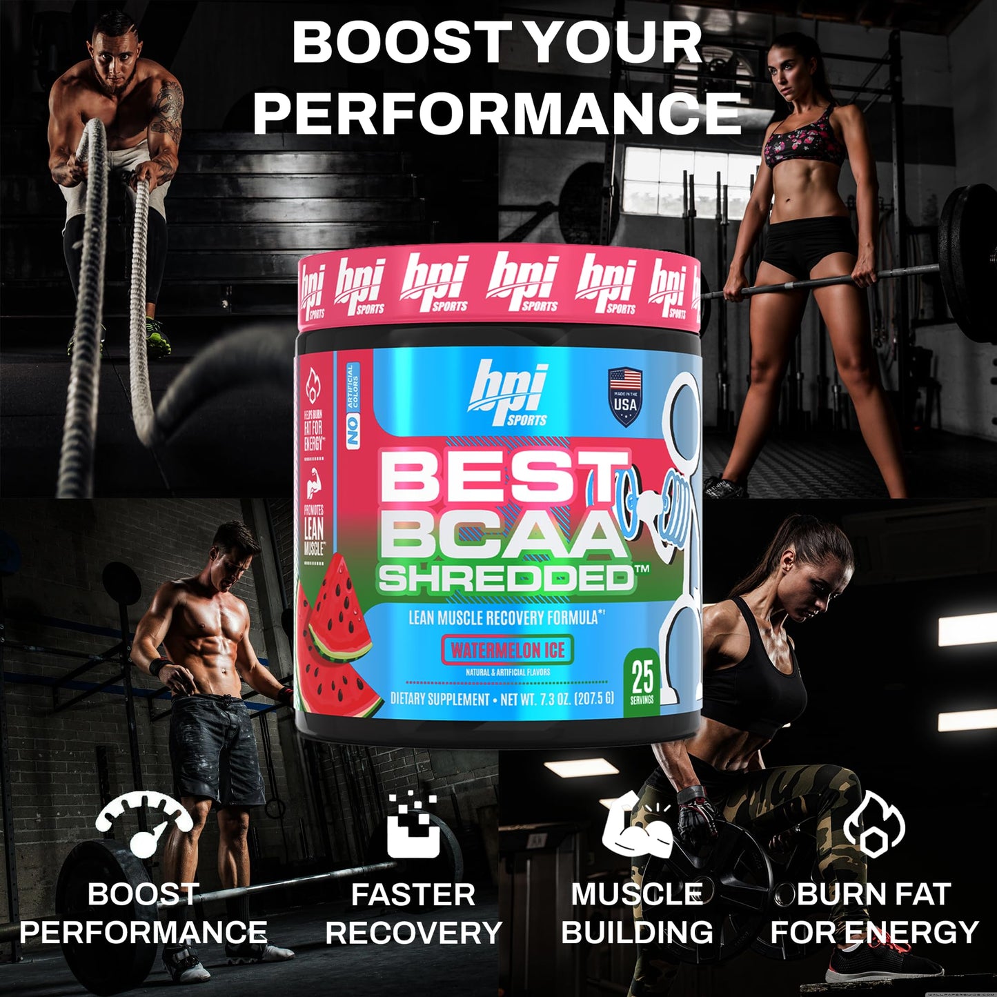 BPI Sports Best BCAA Shredded Powder Watermelon ICE, 9.7 Ounce