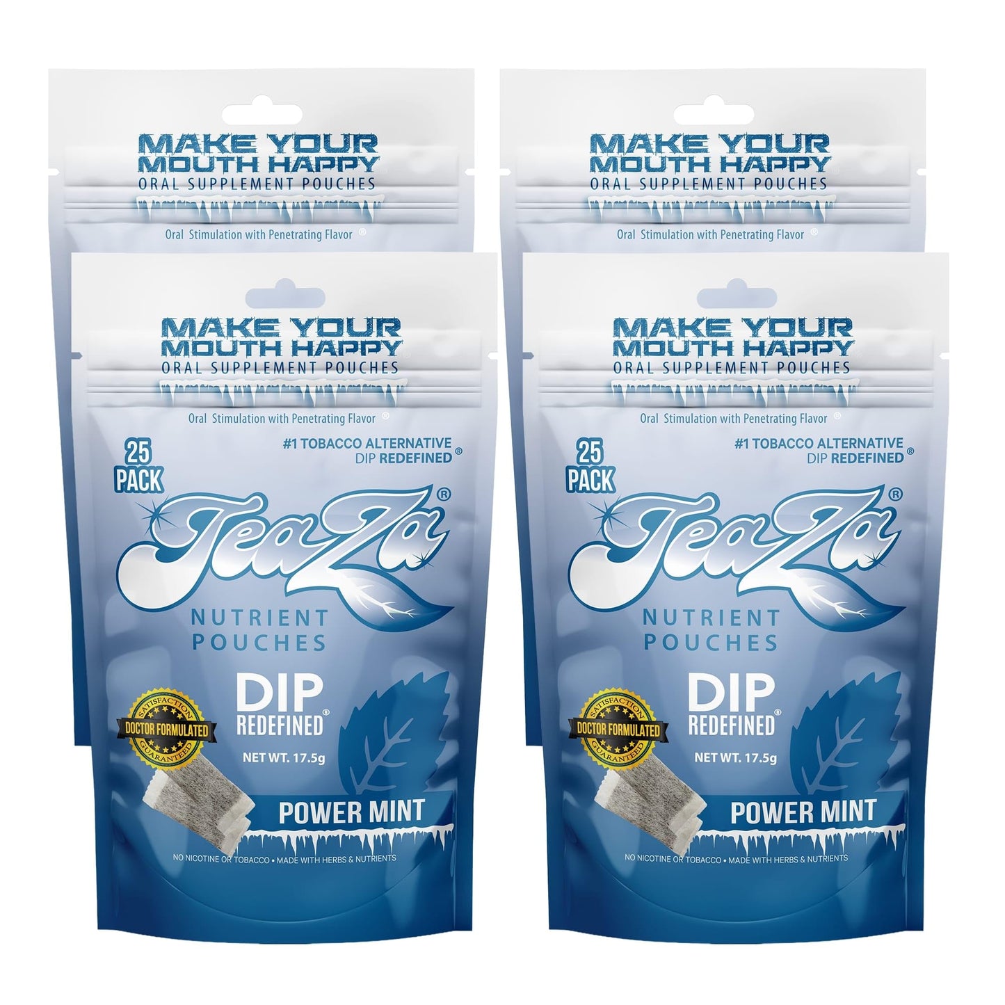 TeaZa Energy Pouches Power Mint Chewables, 100