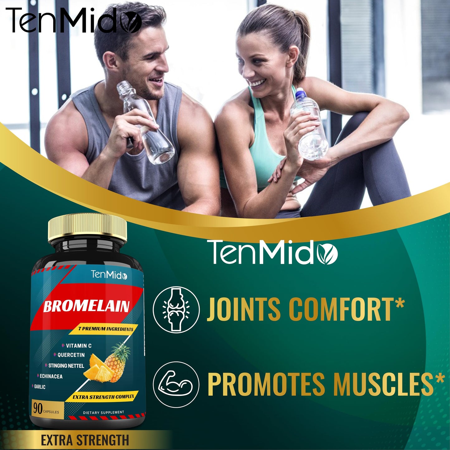 Tenmido Bromelain Extract Capsules, 90 Capsules