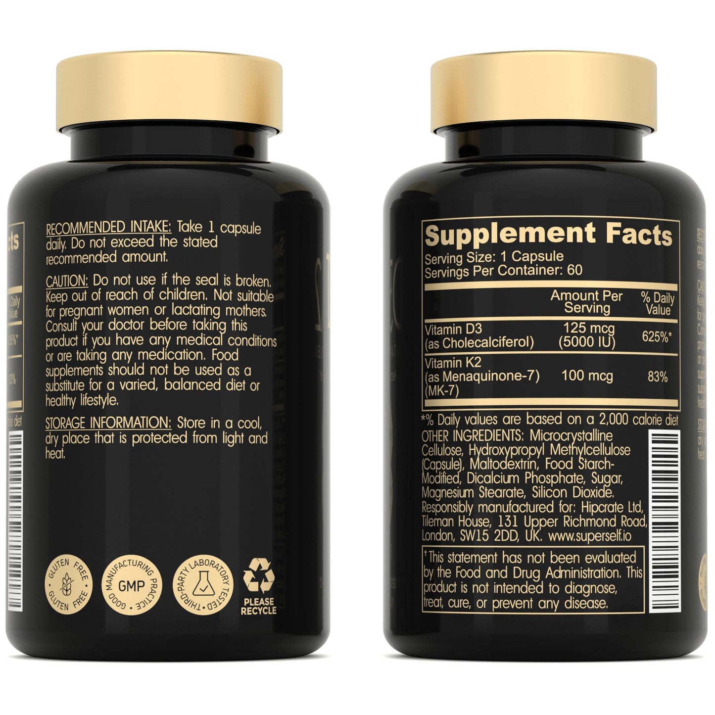 SuperSelf Vitamin D3 K2 Capsules, 60 Count