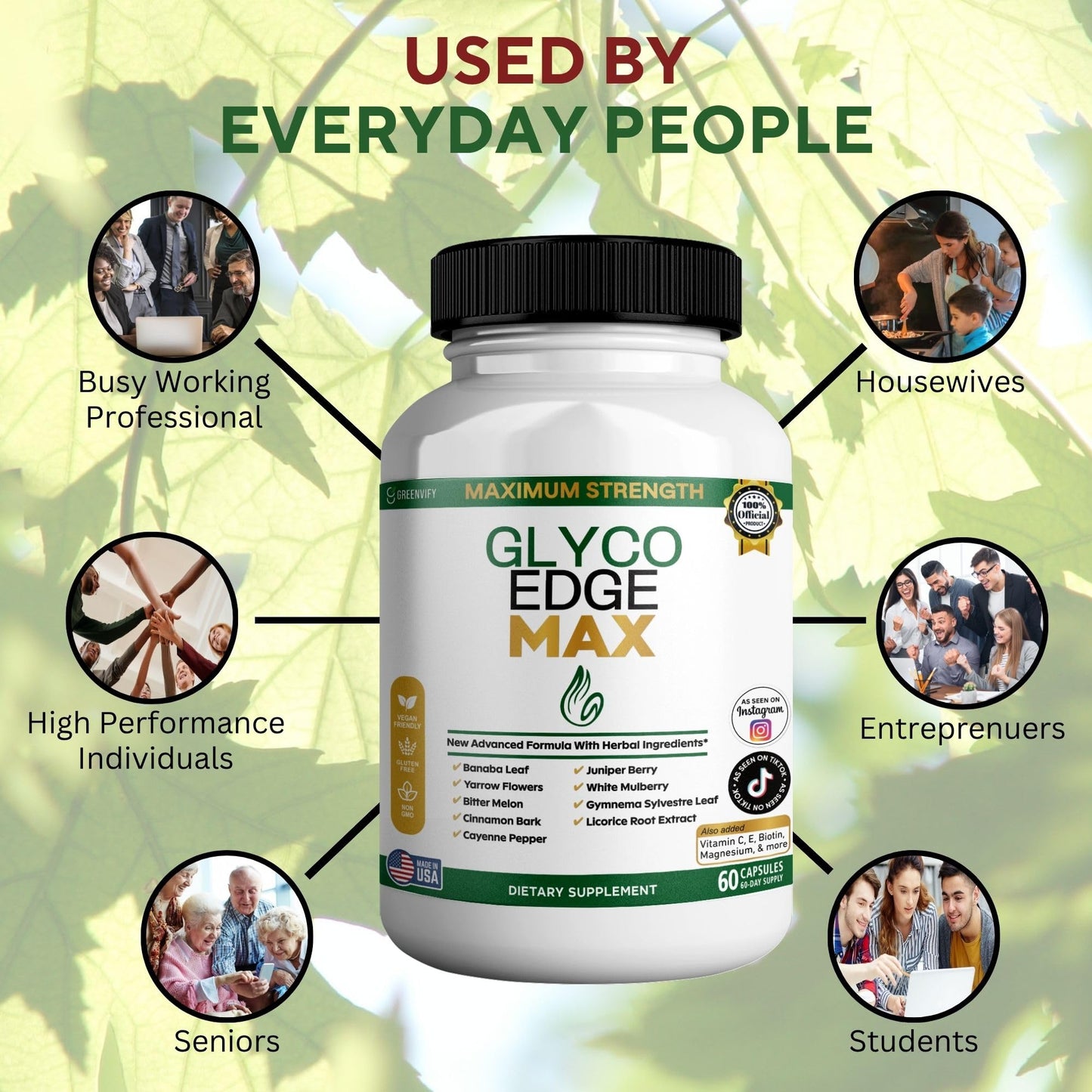 GREENVIFY GLYCO Edge MAX Maximum Strength Supplement Capsules 60