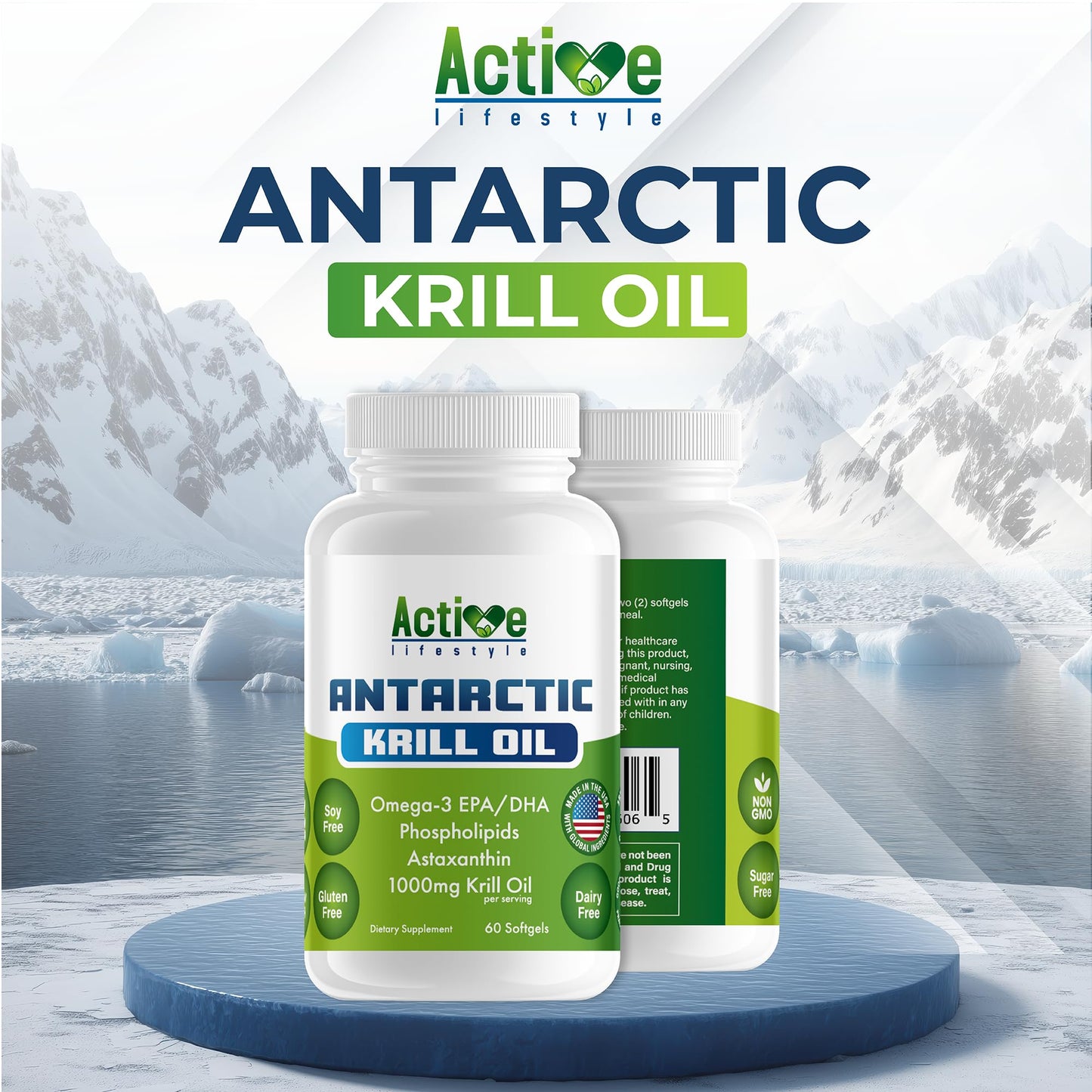 Active Lifestyle Antarctic Krill Oil Supplement Softgels 60