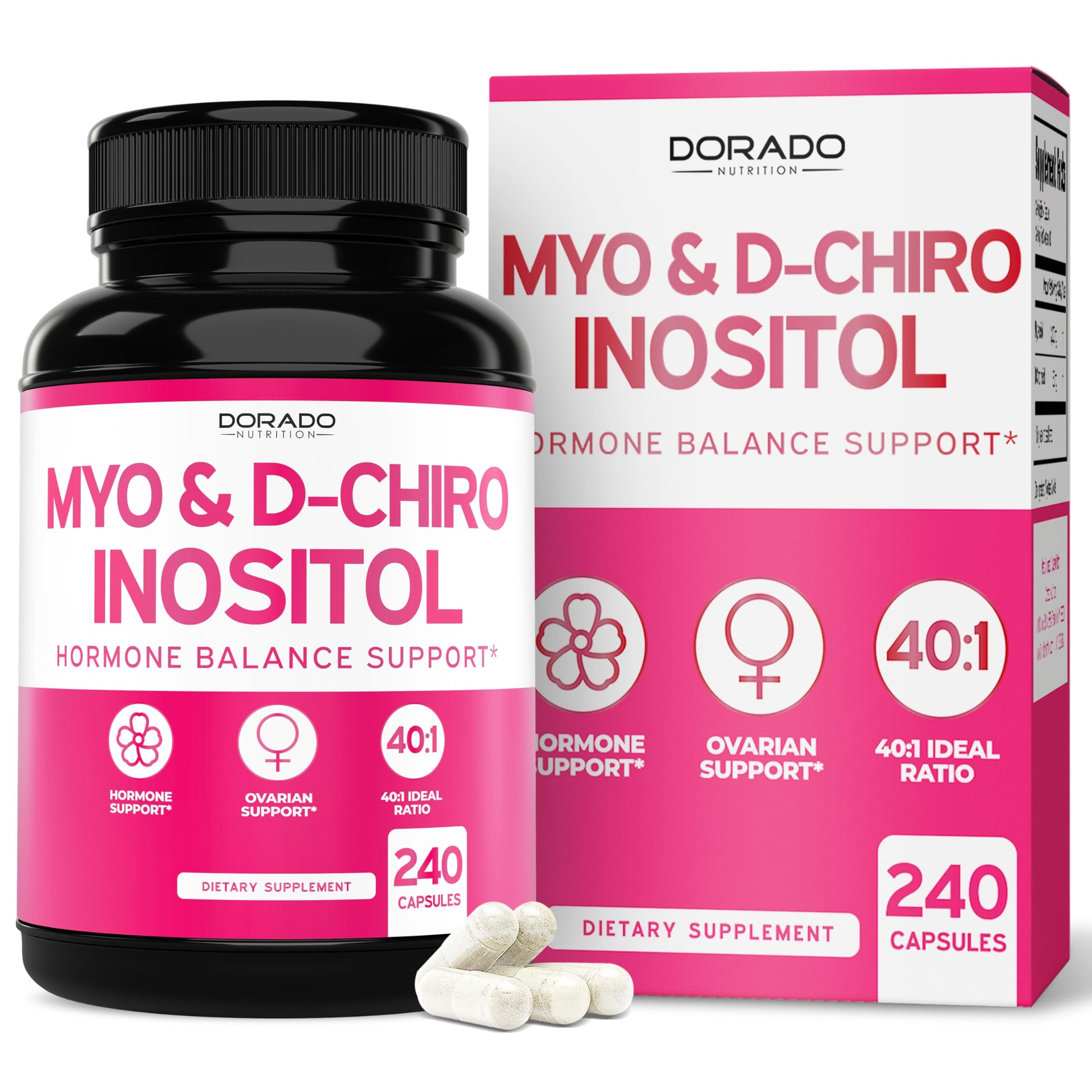 Dorado Nutrition Myo-Inositol & D-Chiro Inositol Supplement for Women, 240 Capsules