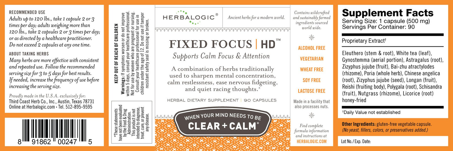 Herbalogic Fixed Focus HD Herb Capsules, 90 Count