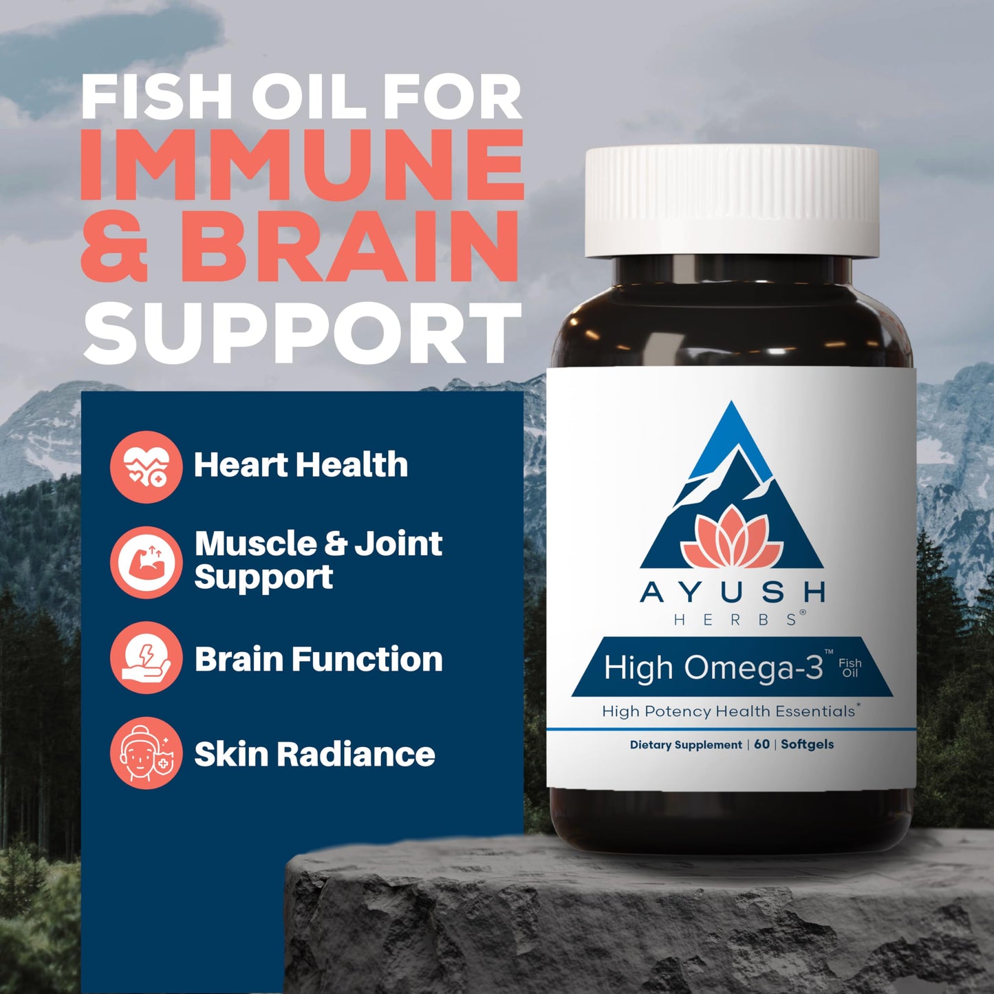 Ayush Herbs High Omega 3 Omega-3 Fish Oil Capsule, 60 Count