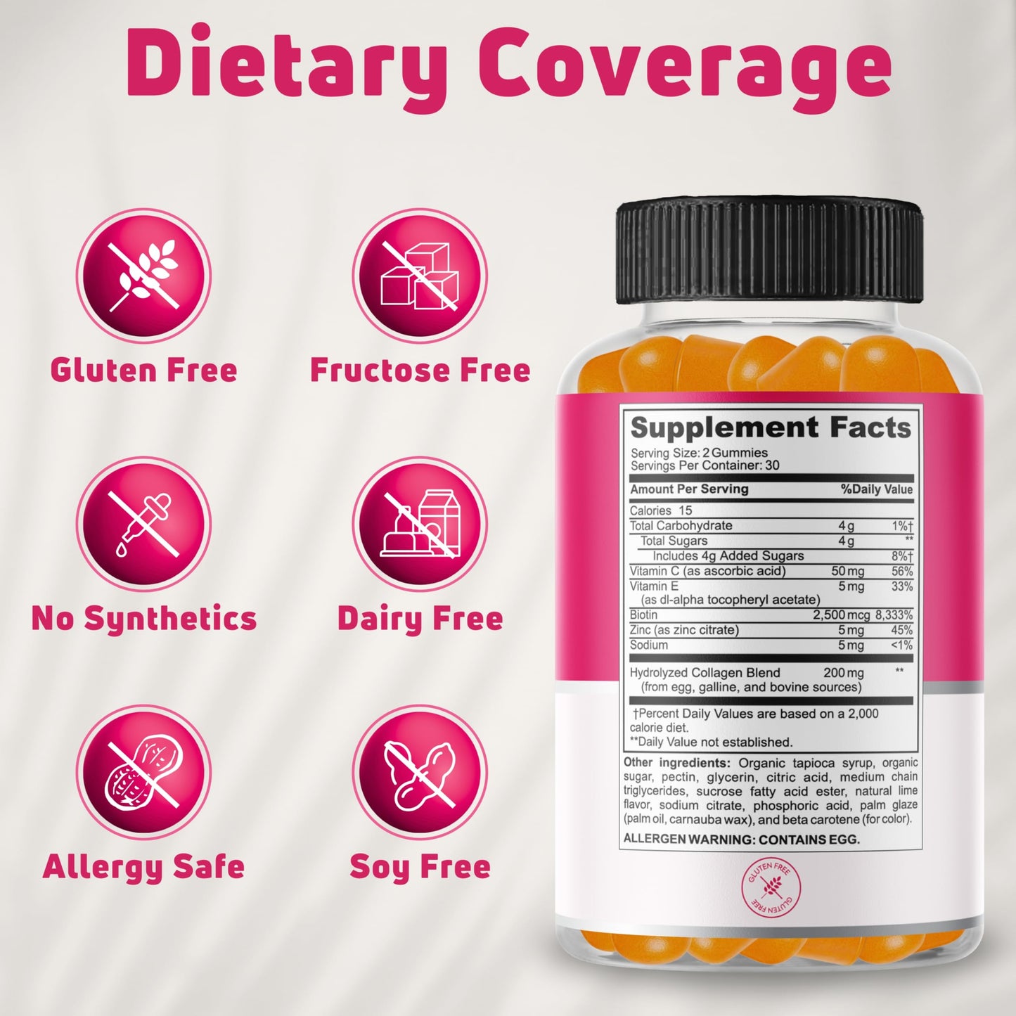 NUELATION Hydrolyzed Collagen Gummies with Biotin, 60 Count