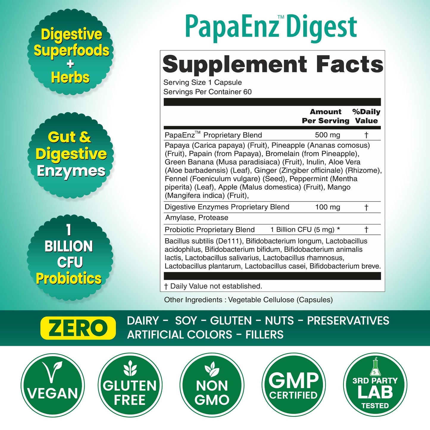 Organic Veda PapaEnz Digest Capsules, 60 Capsules