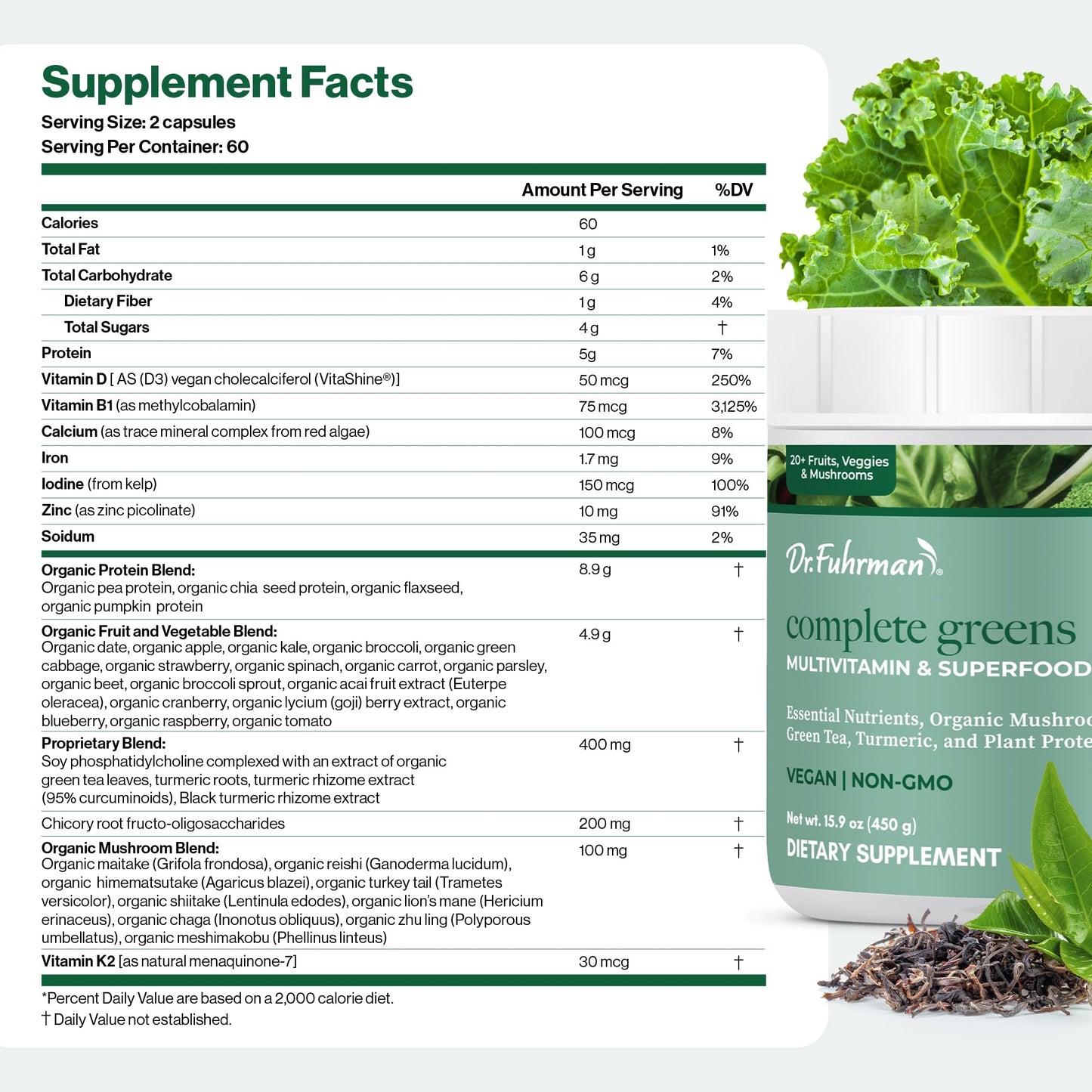 Dr. Fuhrman Whole Food Greens Powder 15.9 oz