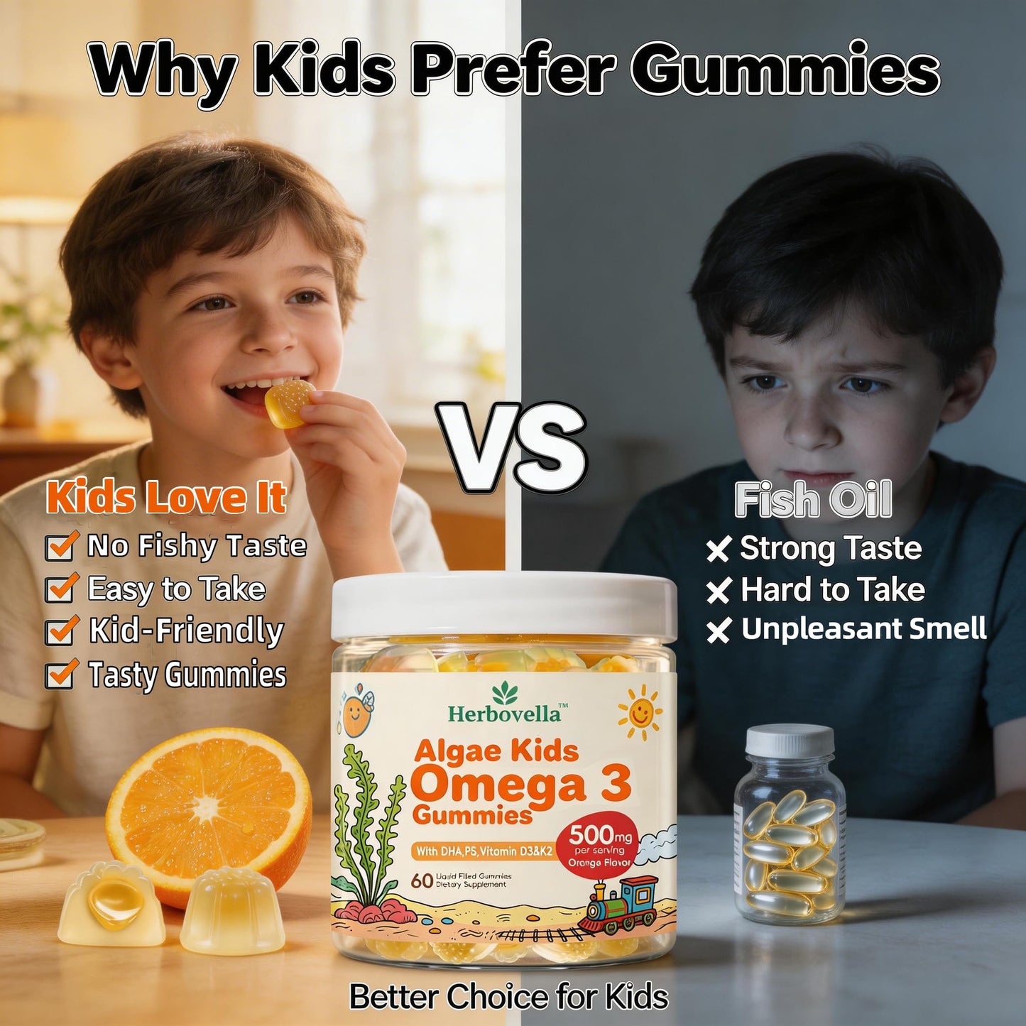 Herbovella Kids Omega-3 Gummy, 120 Count