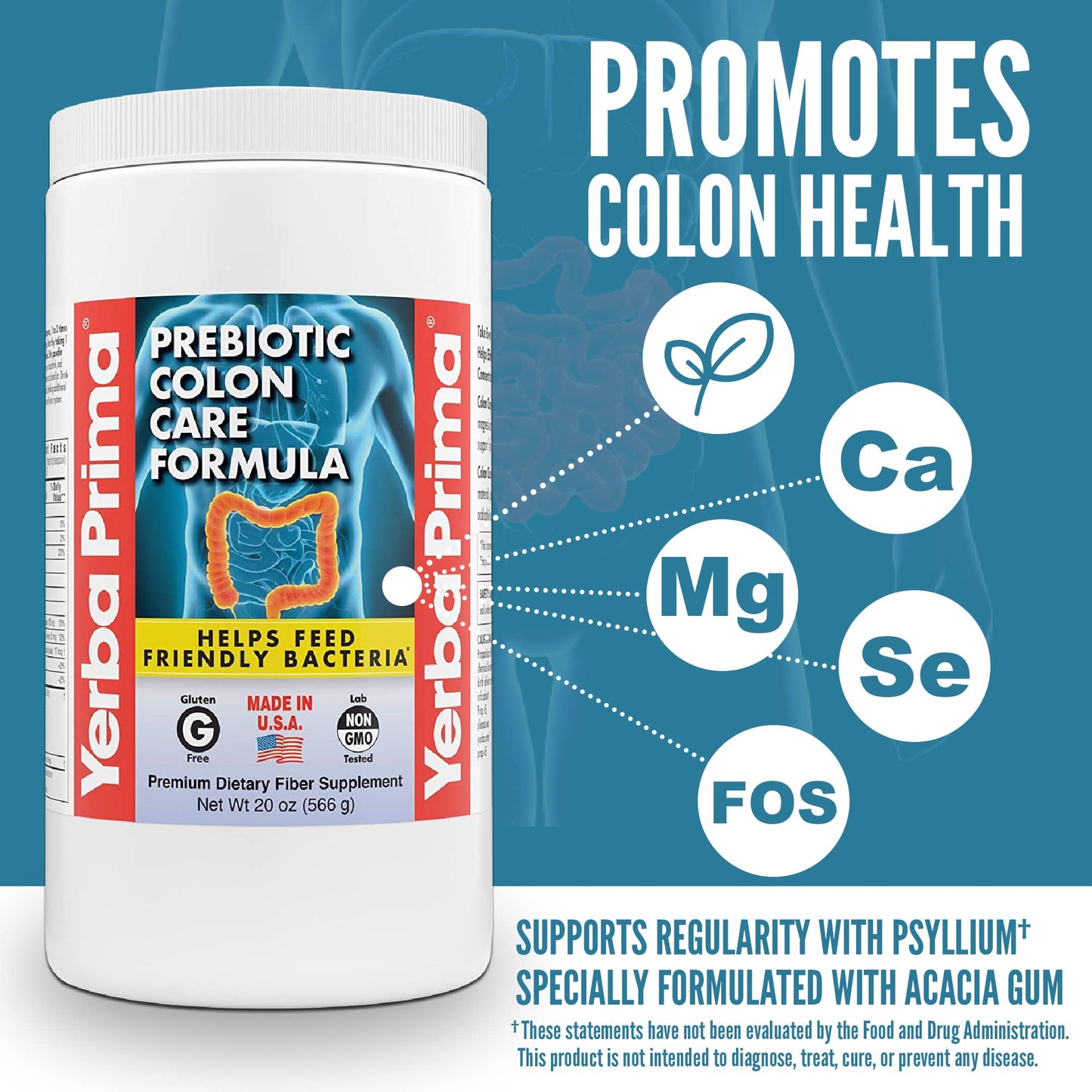Yerba Prima Prebiotic Colon Care Formula Powder, 20 oz
