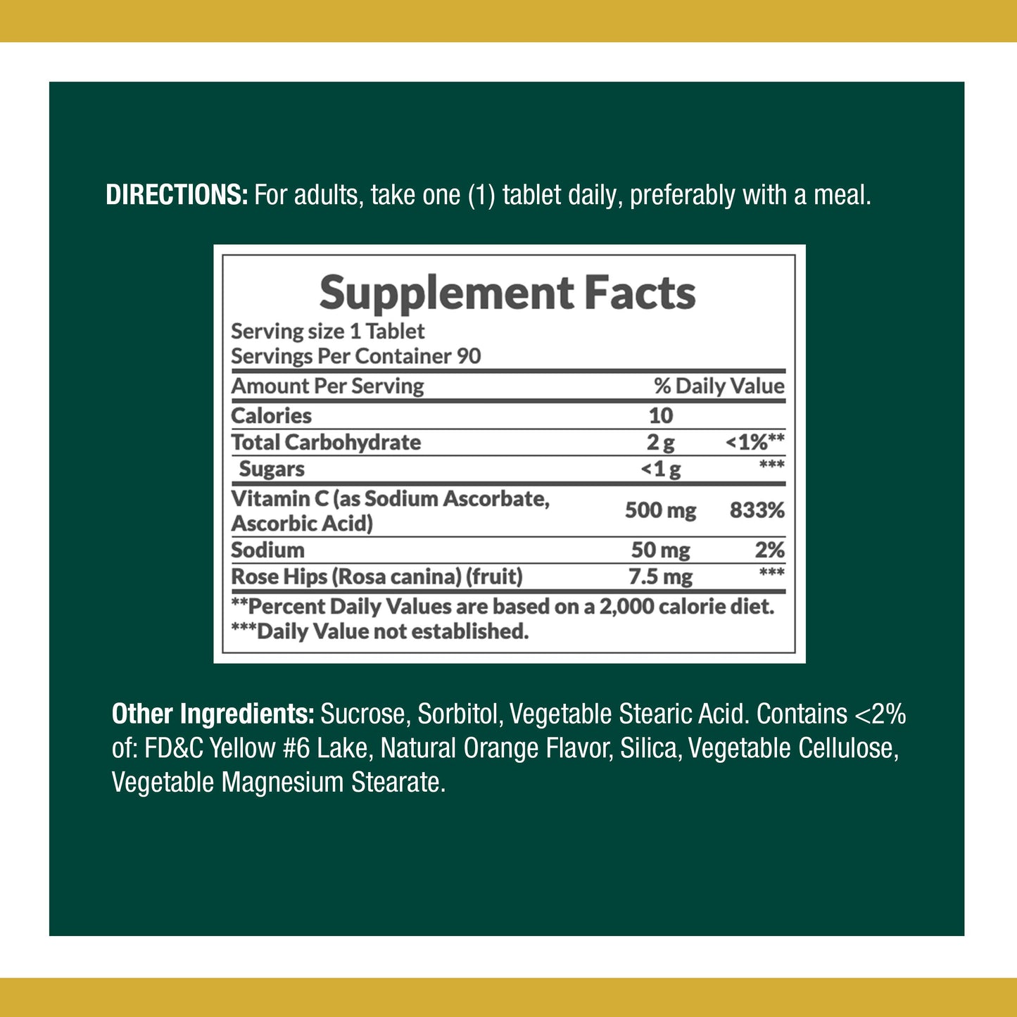 Nature's Bounty Vitamin C Supplement with Rose Hips Tablets 270
