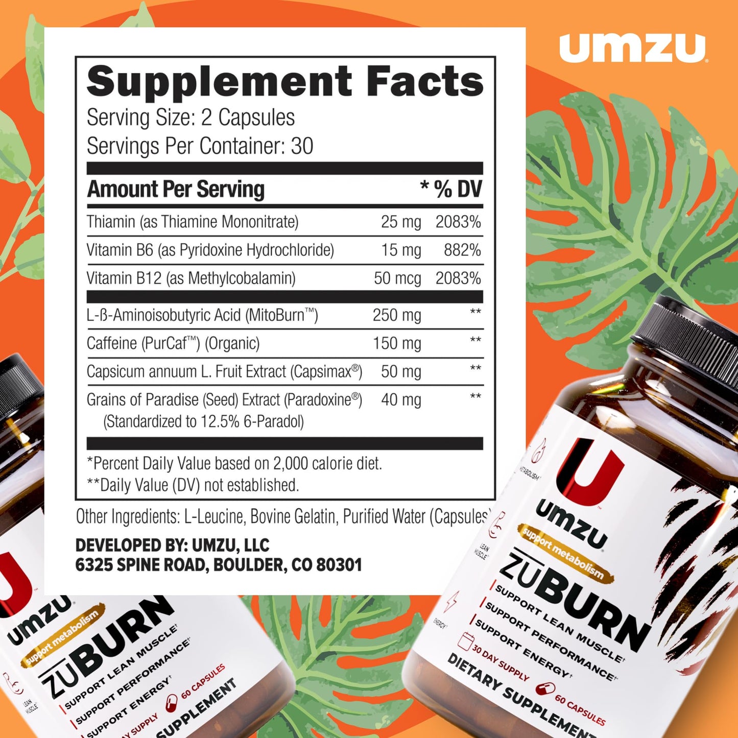 UMZU ZuBurn Energy Support Capsule, 60 Count
