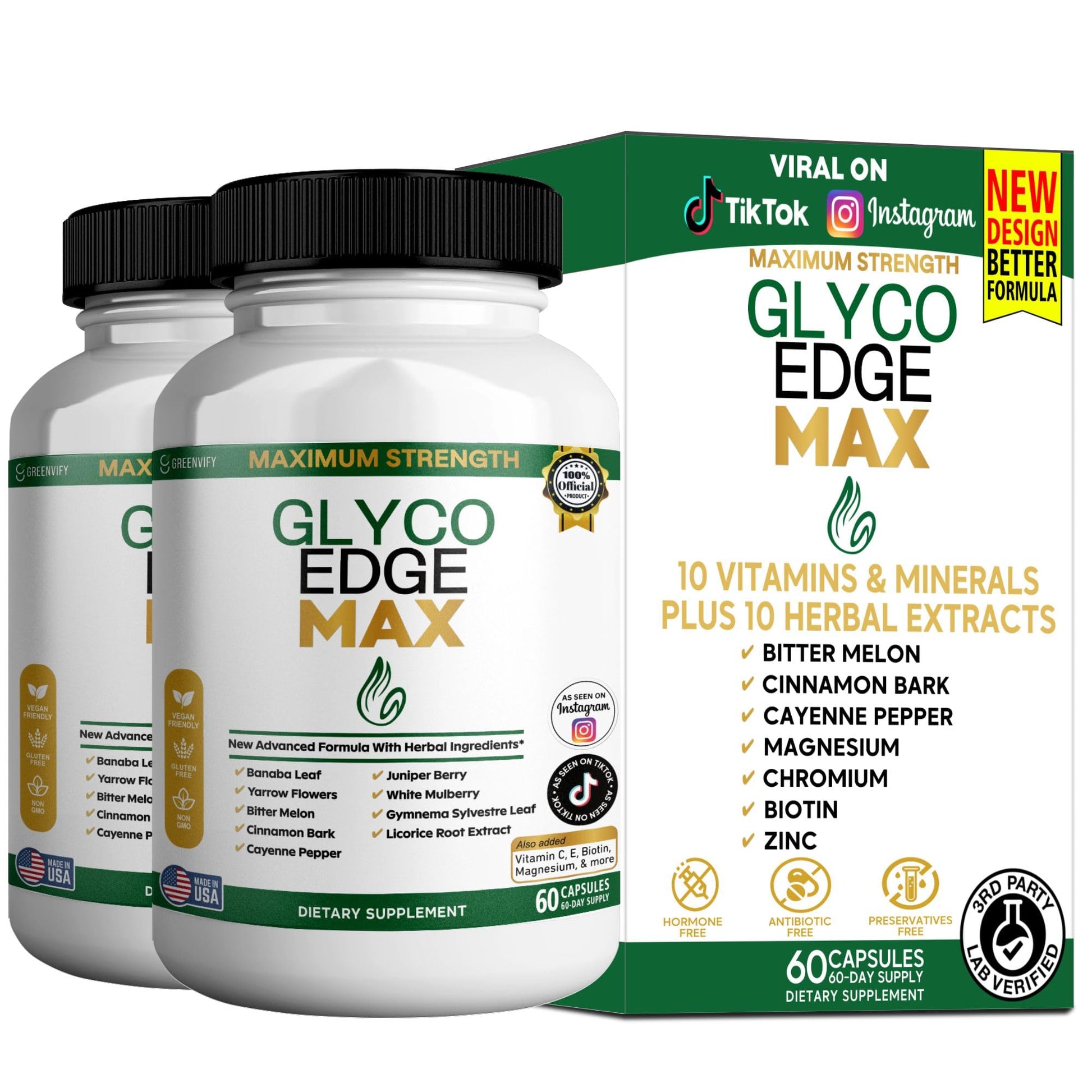 GREENVIFY GLYCO Edge MAX Maximum Strength Supplement Capsules 60
