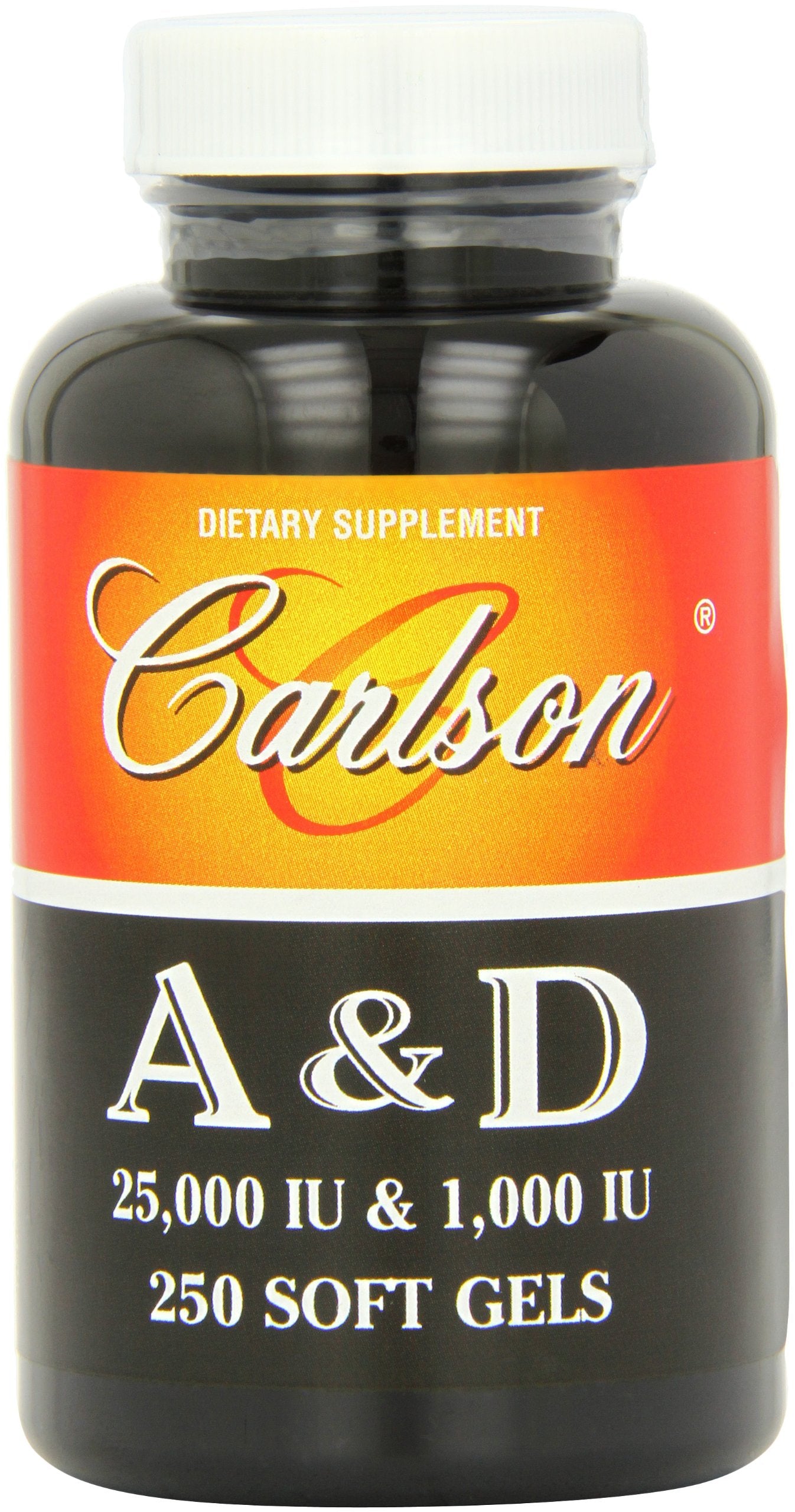 Carlson Vitamin A and D Softgels, 25,000/1,000 IU, 250 Softgels