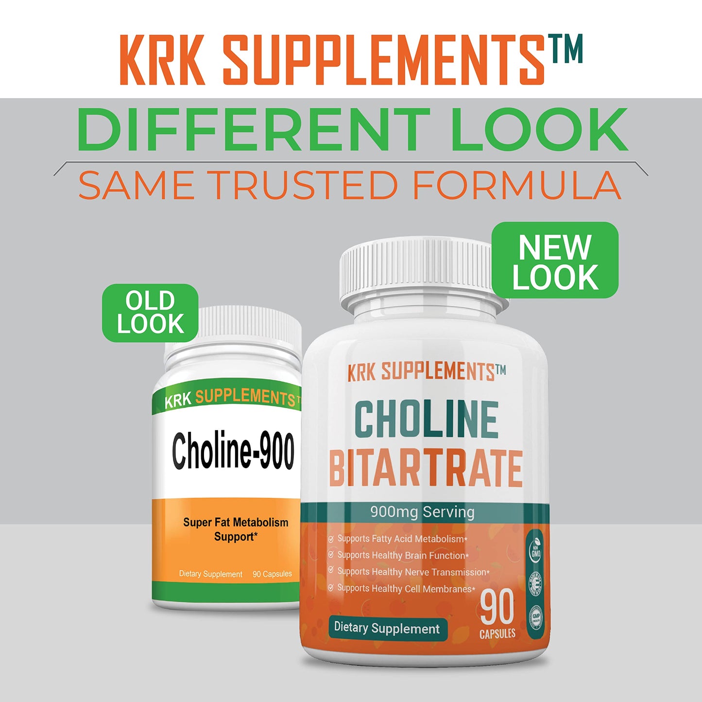 KRK SUPPLEMENTS Choline Bitartrate 900mg Capsules, 90 Capsules