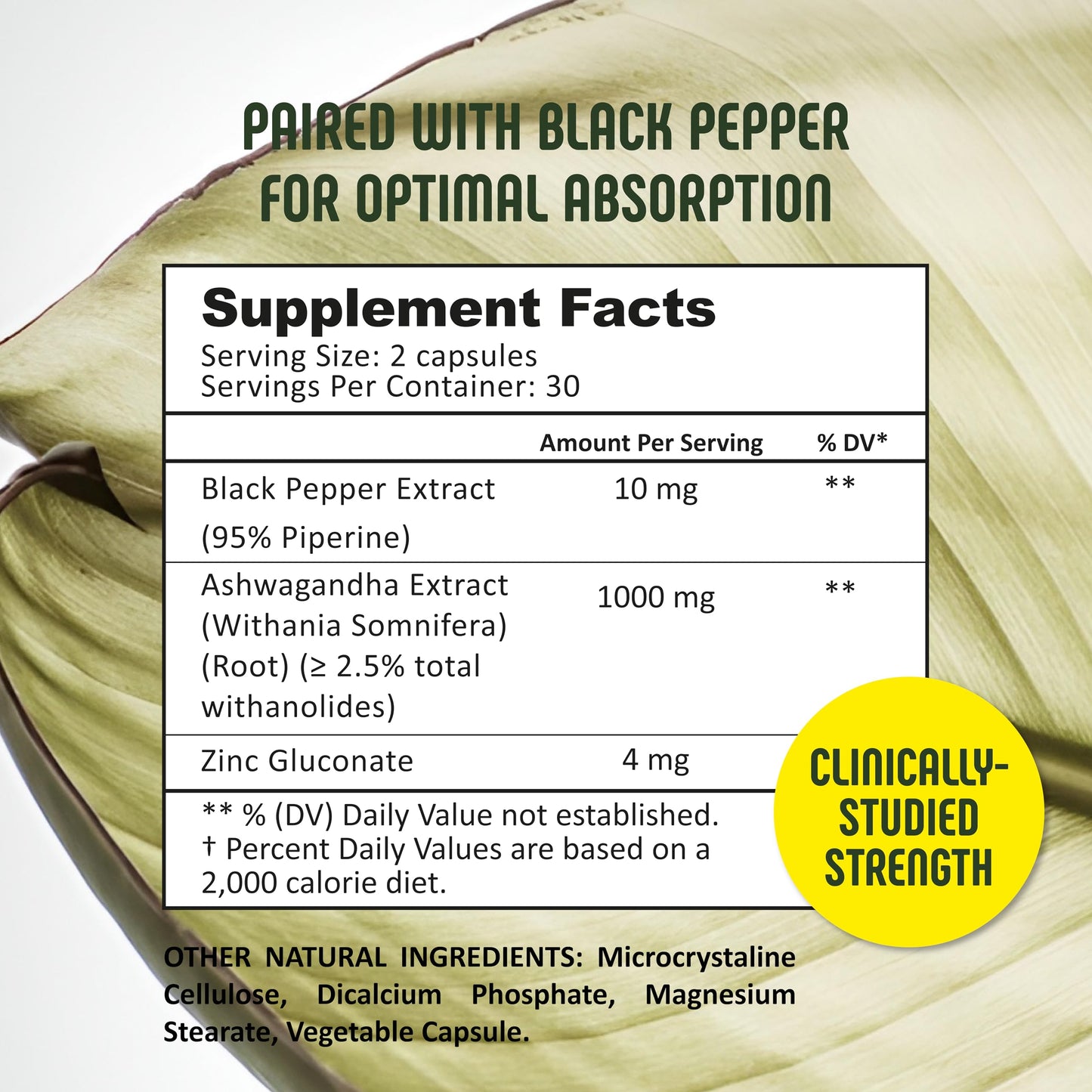 SE Nutrition Ashwagandha with Black Pepper for Optimal Absorption Capsules, 60 Count