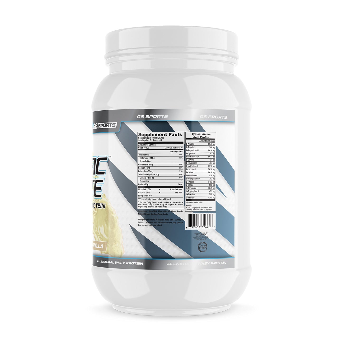 G6 Sports Prolific Isolate All Natural Whey Protein Isolate Powder, 40 Servings