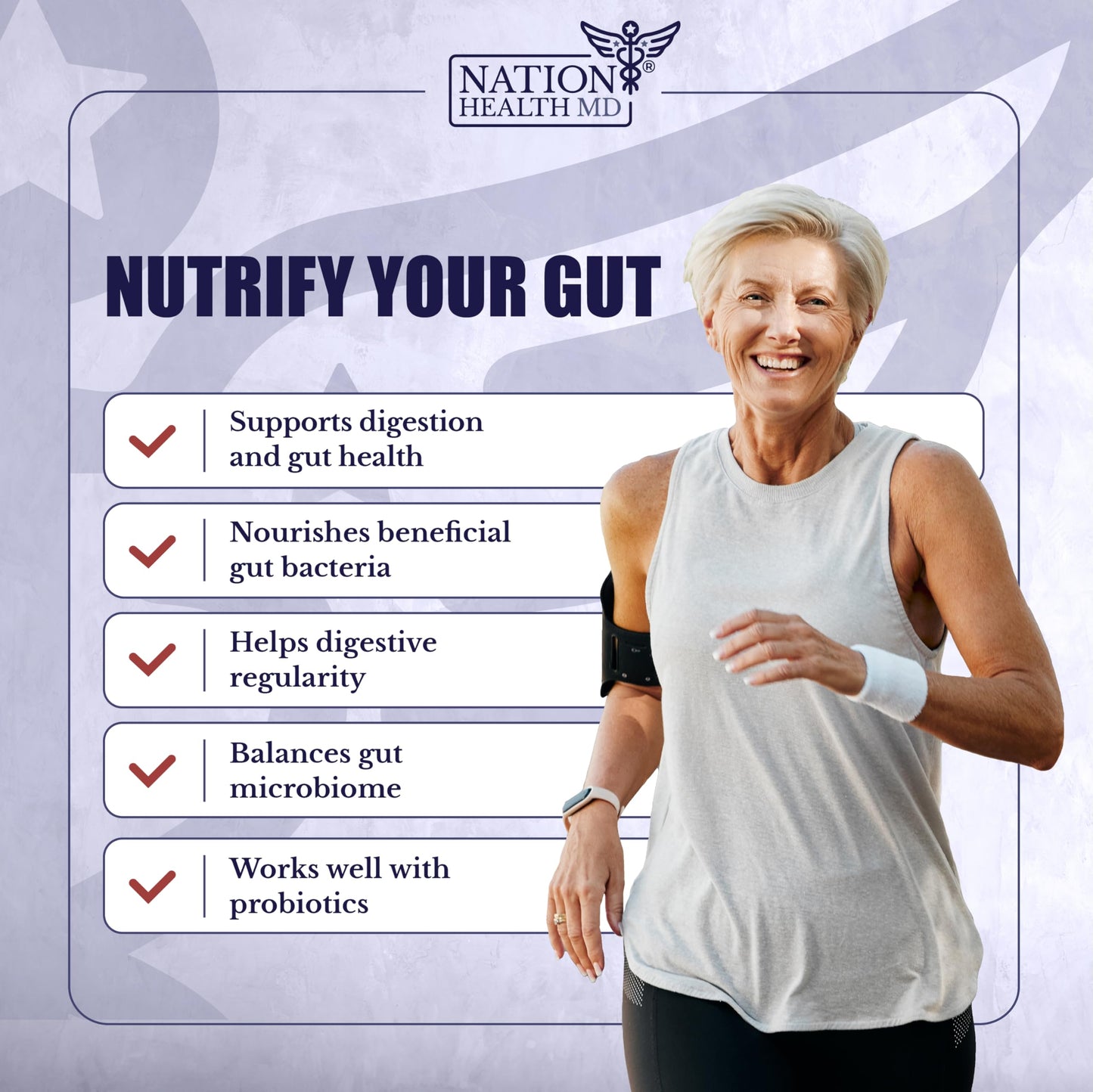NATION HEALTH MD Prebiotics Supplement for Gut Health & Digestion - Prebiotic Fiber with XOS, Inulin, Chicory Root, Jerusalem Artichoke - Digestive Health Prebiotics for Women & Men, 90 Capsules