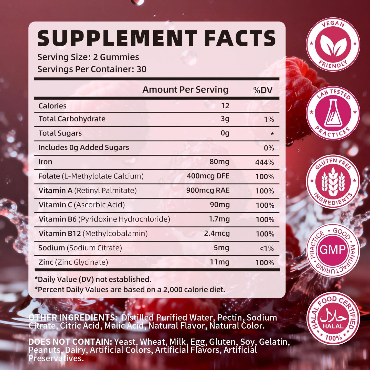 YXSW Iron Gummies for Women & Men, Gummy, 120 Count