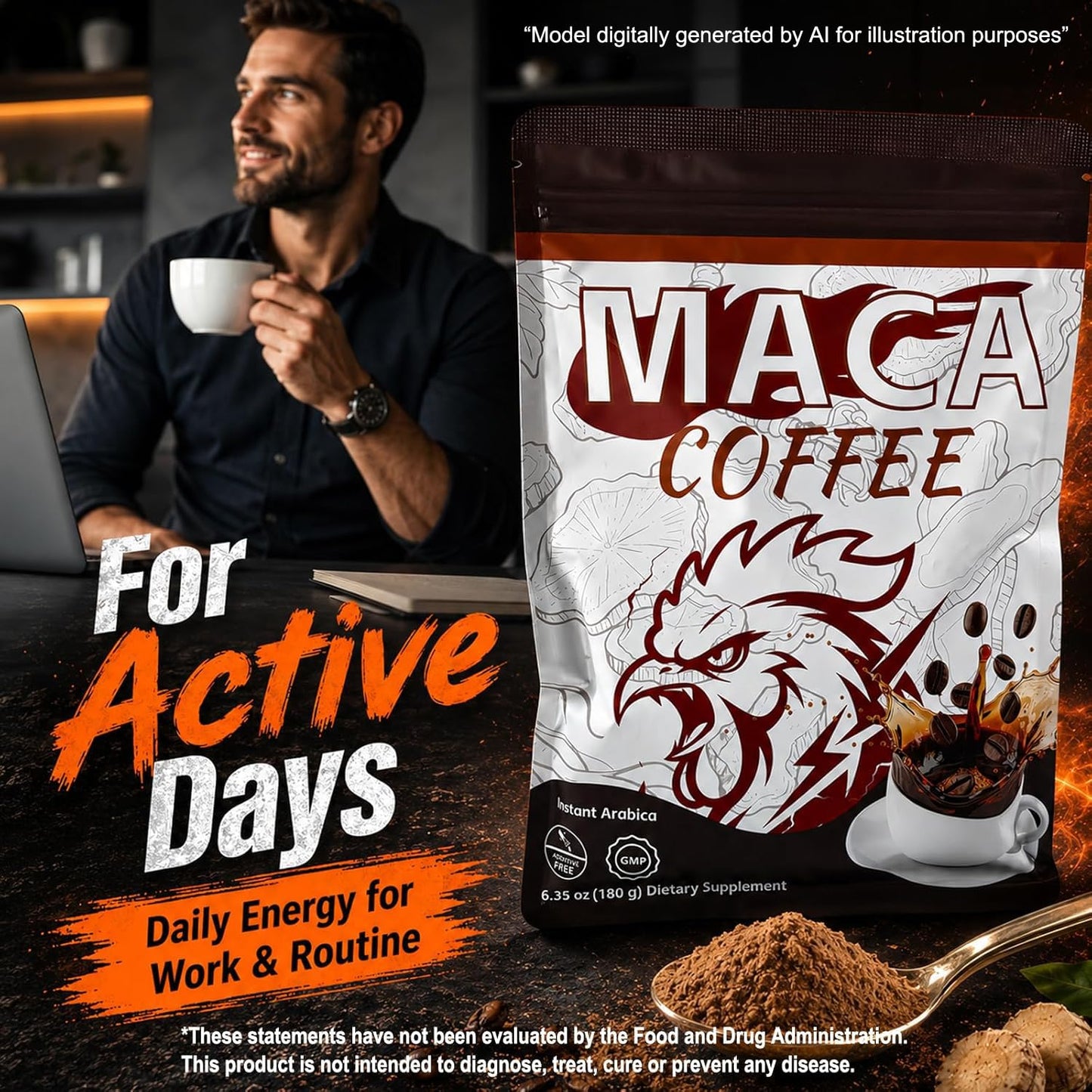Dr. HR Maca Coffee Energy Boost Powder, 6.35 oz