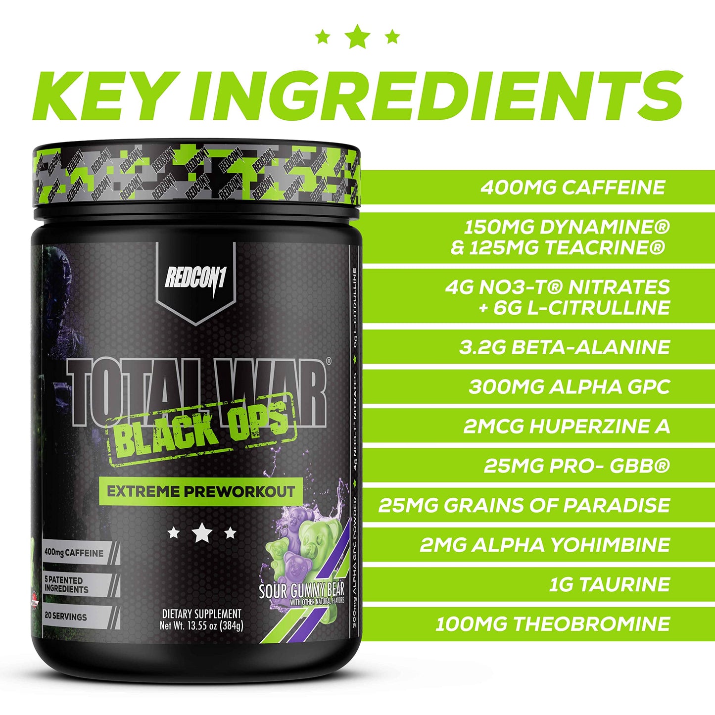 REDCON1 Total War Black Ops Extreme Preworkout Powder 13.62 oz