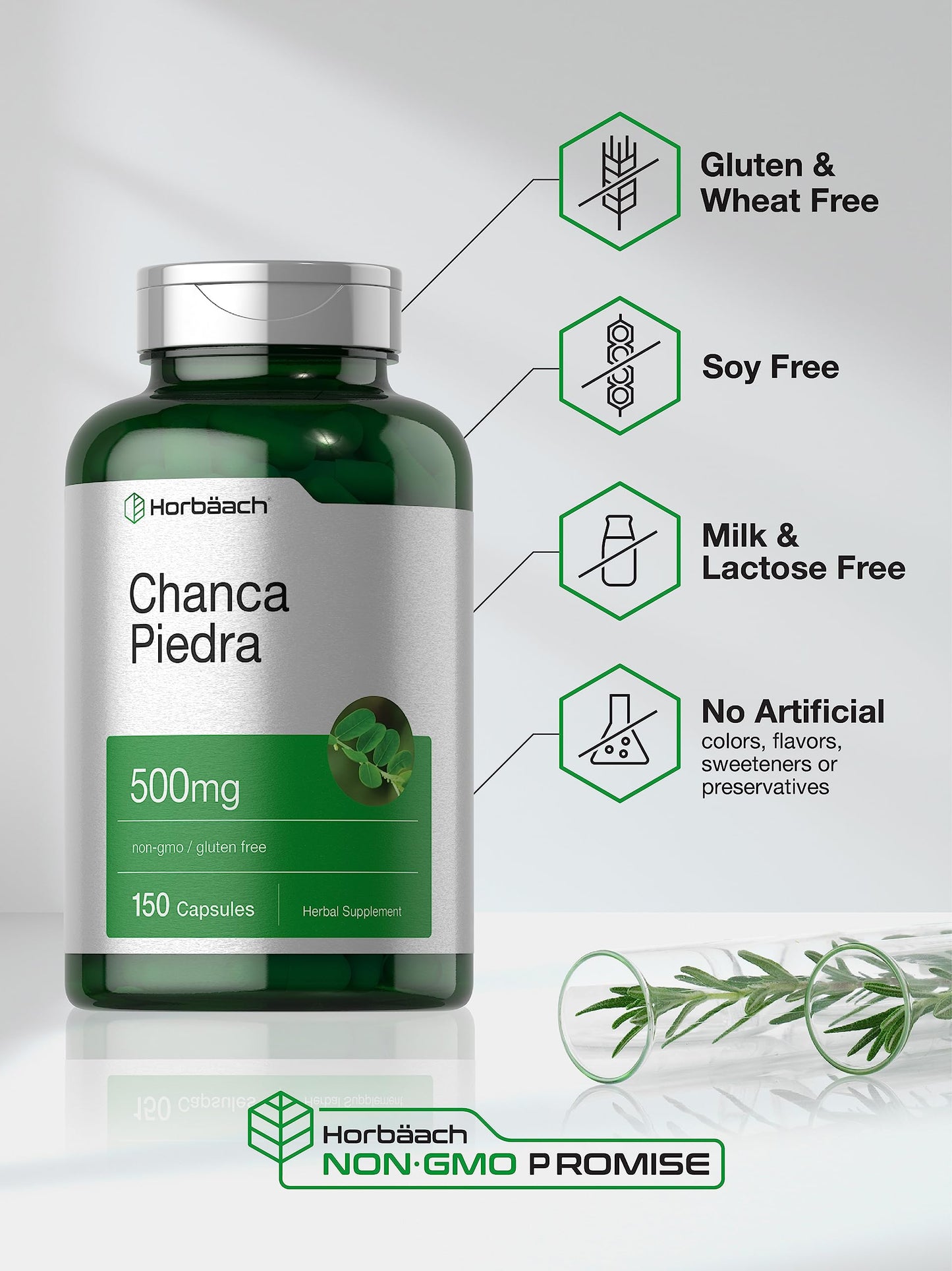 Horbäach Chanca Piedra 500mg Capsules 150 Count