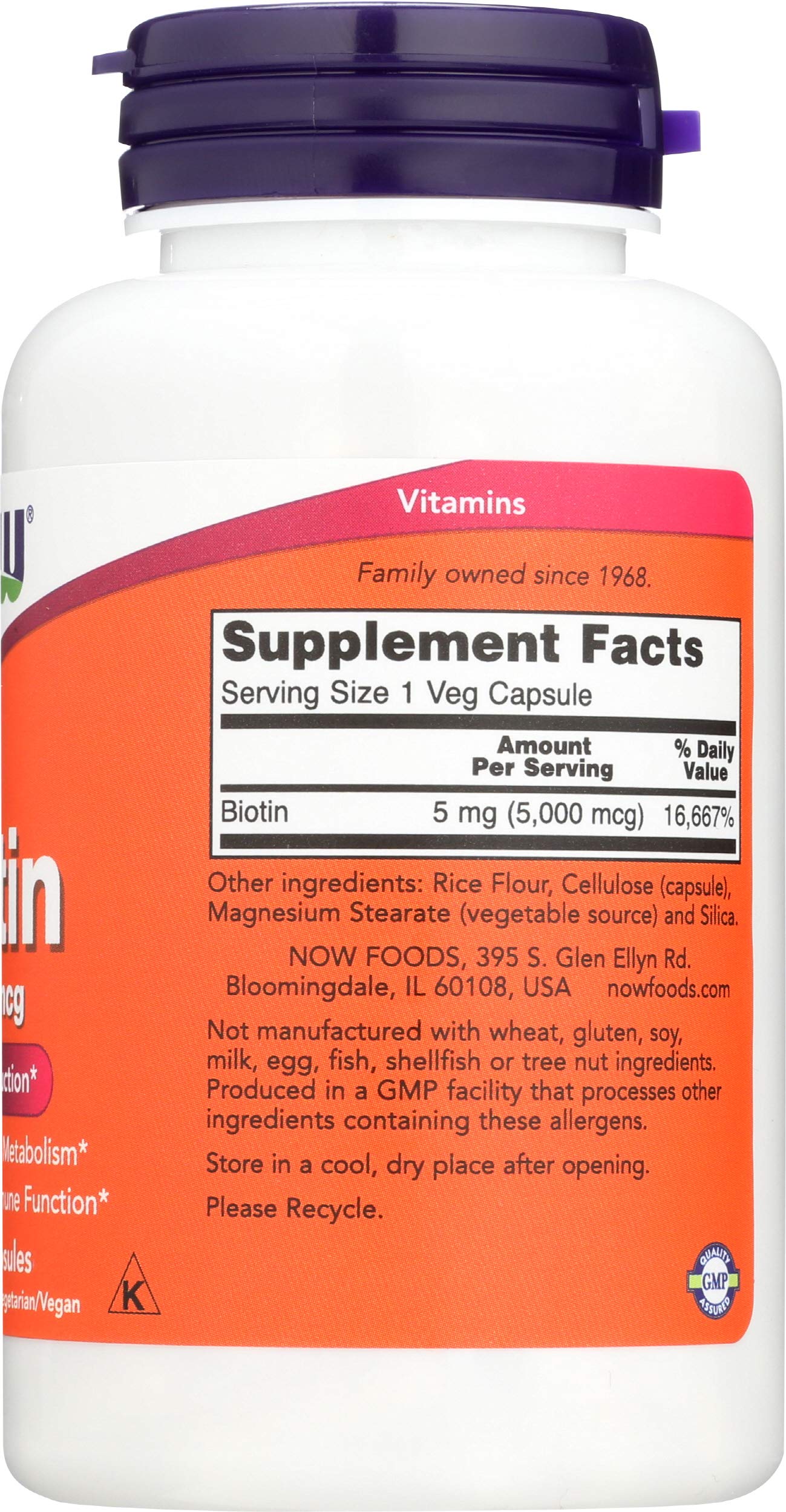 NOW Foods Biotin 5000 mcg Capsule, 240 Count