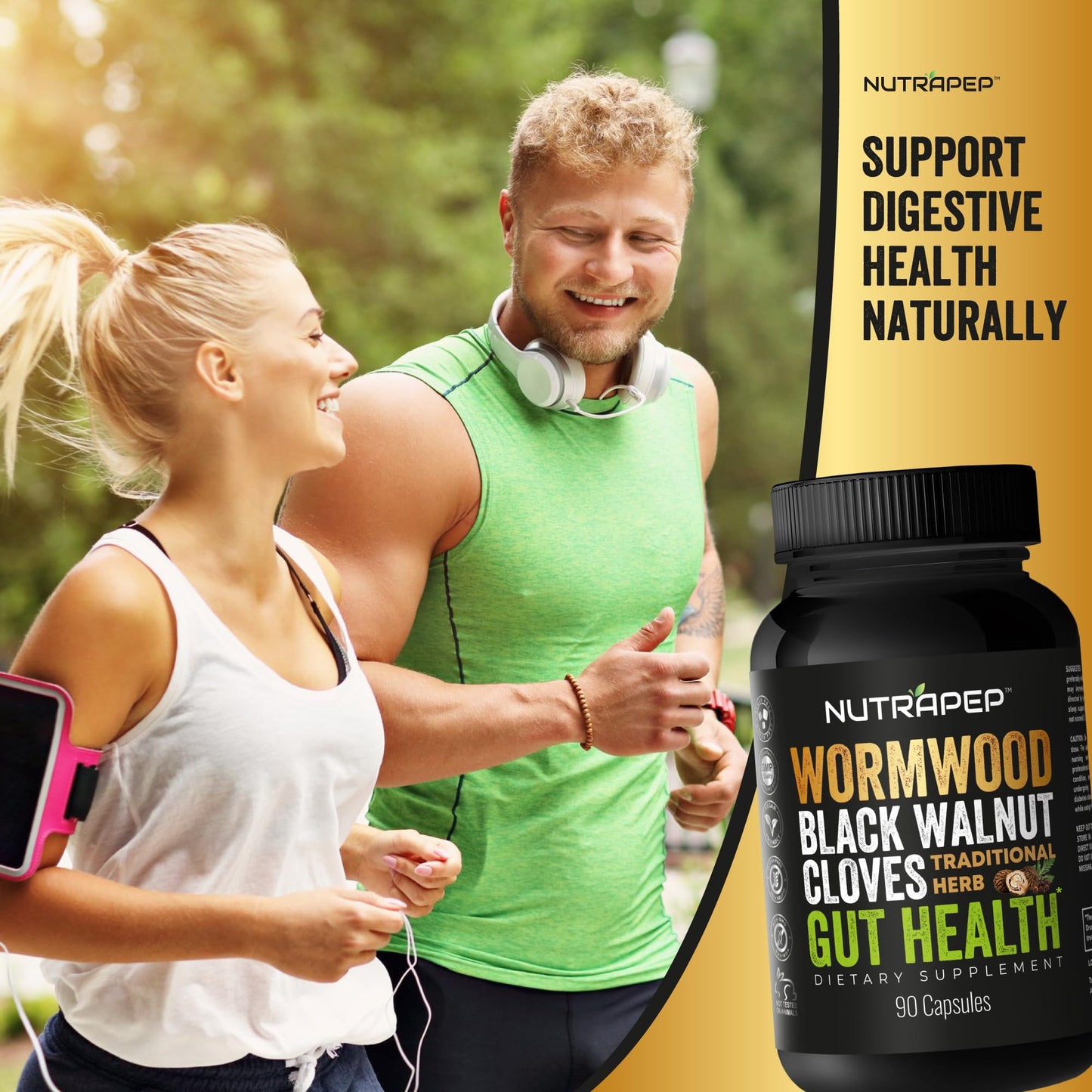 NutraPep Wormwood Black Walnut Clove Capsules, 90 Count