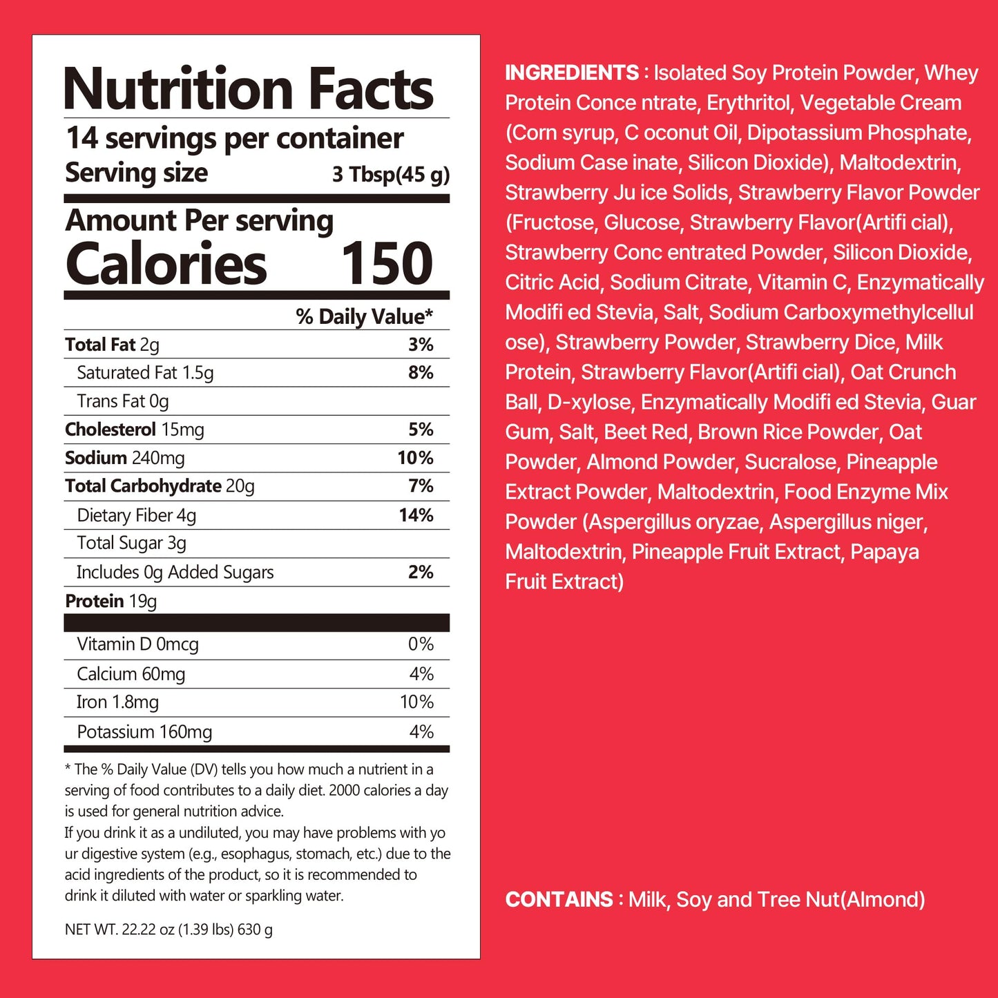 FLIMEAL Strawberry Protein Shake with Crunchy Protein Balls Protein Smoothie Powder 22.22 oz